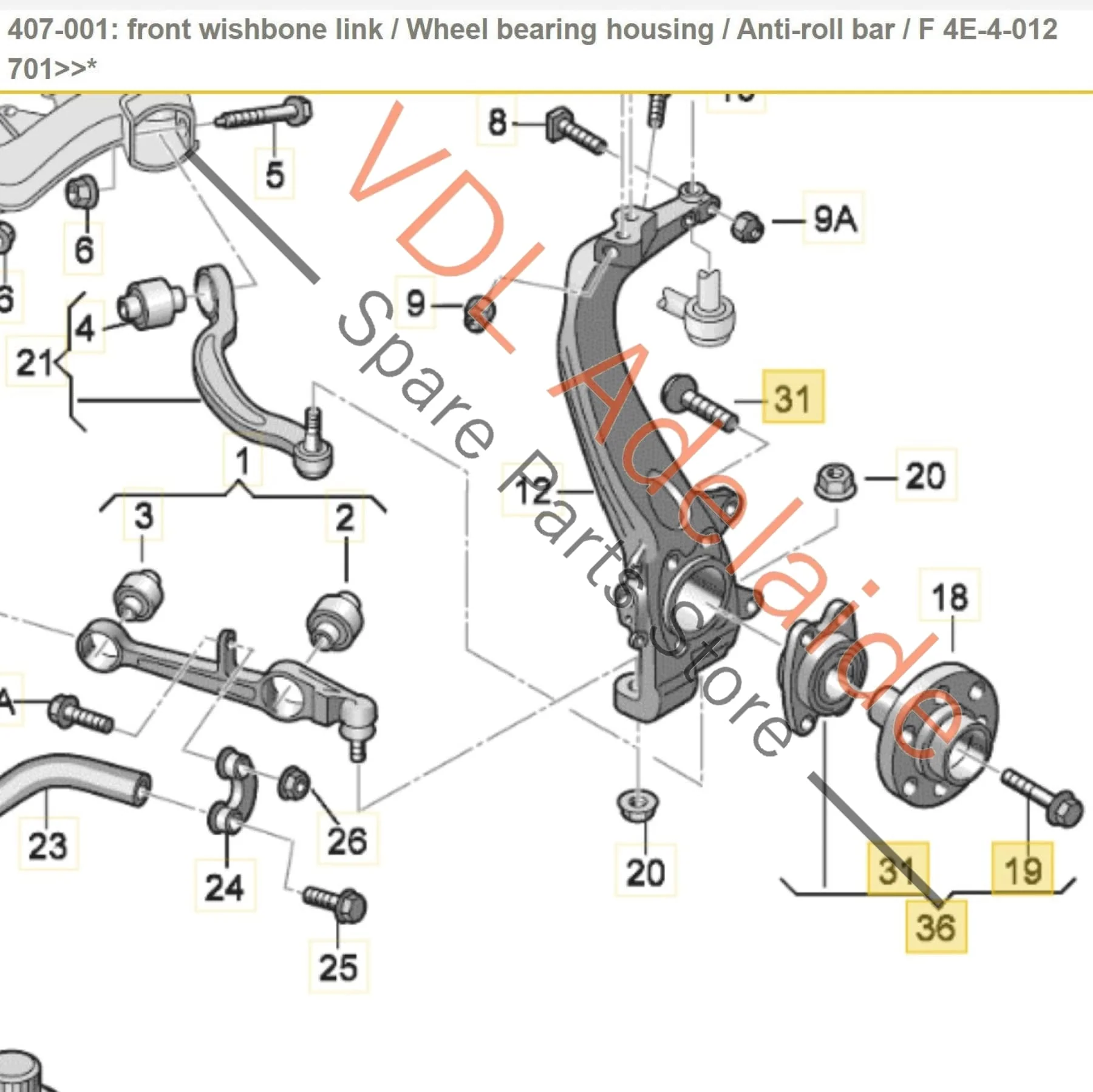 Audi A8 D3 4E Front Wheel Bearing 4E0498625B 4E0498625D - Image 2