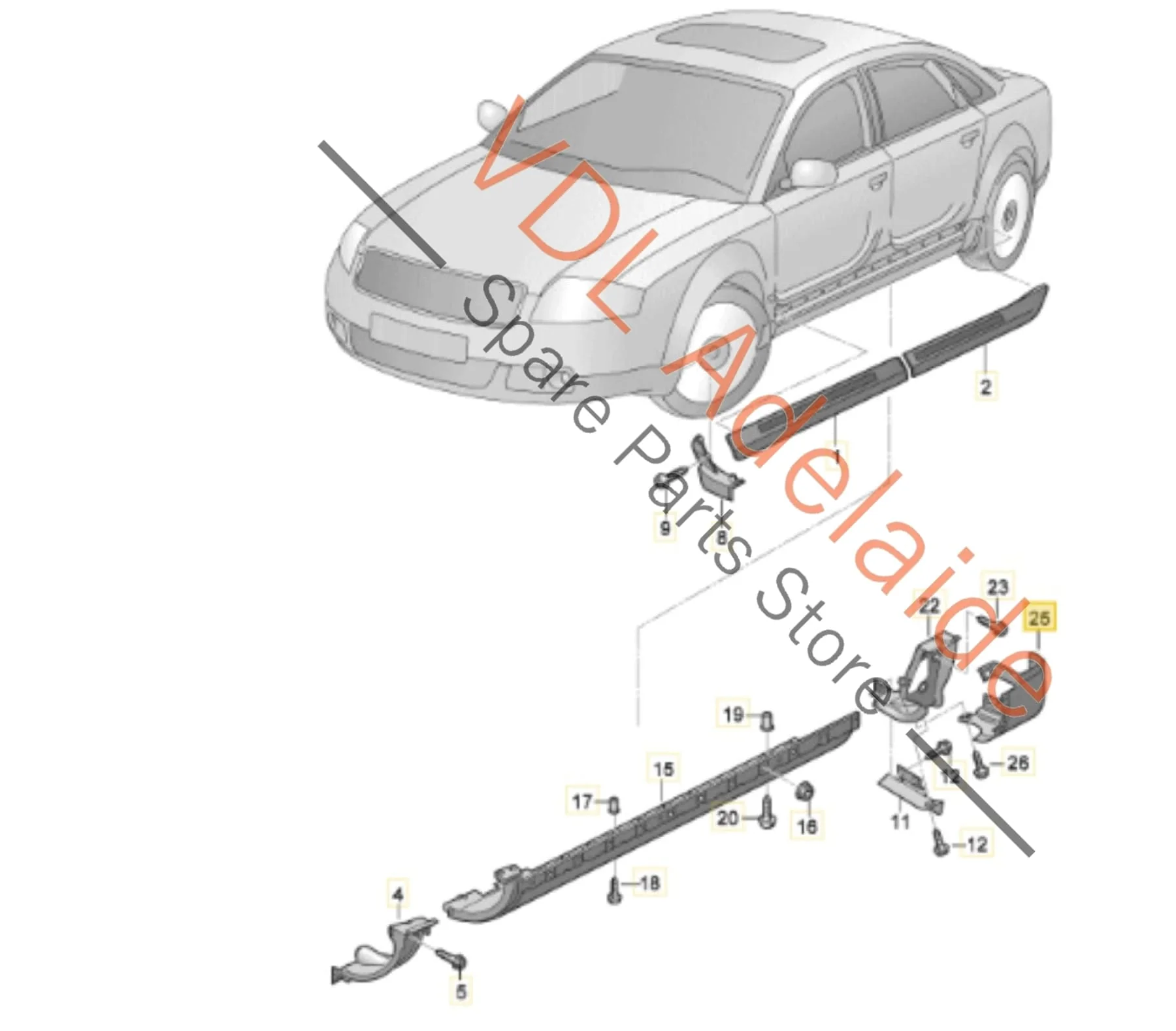 Audi S8 4E Left Side Rear Member Rocker Panel Trim Skirt 4E0853579D - Image 2