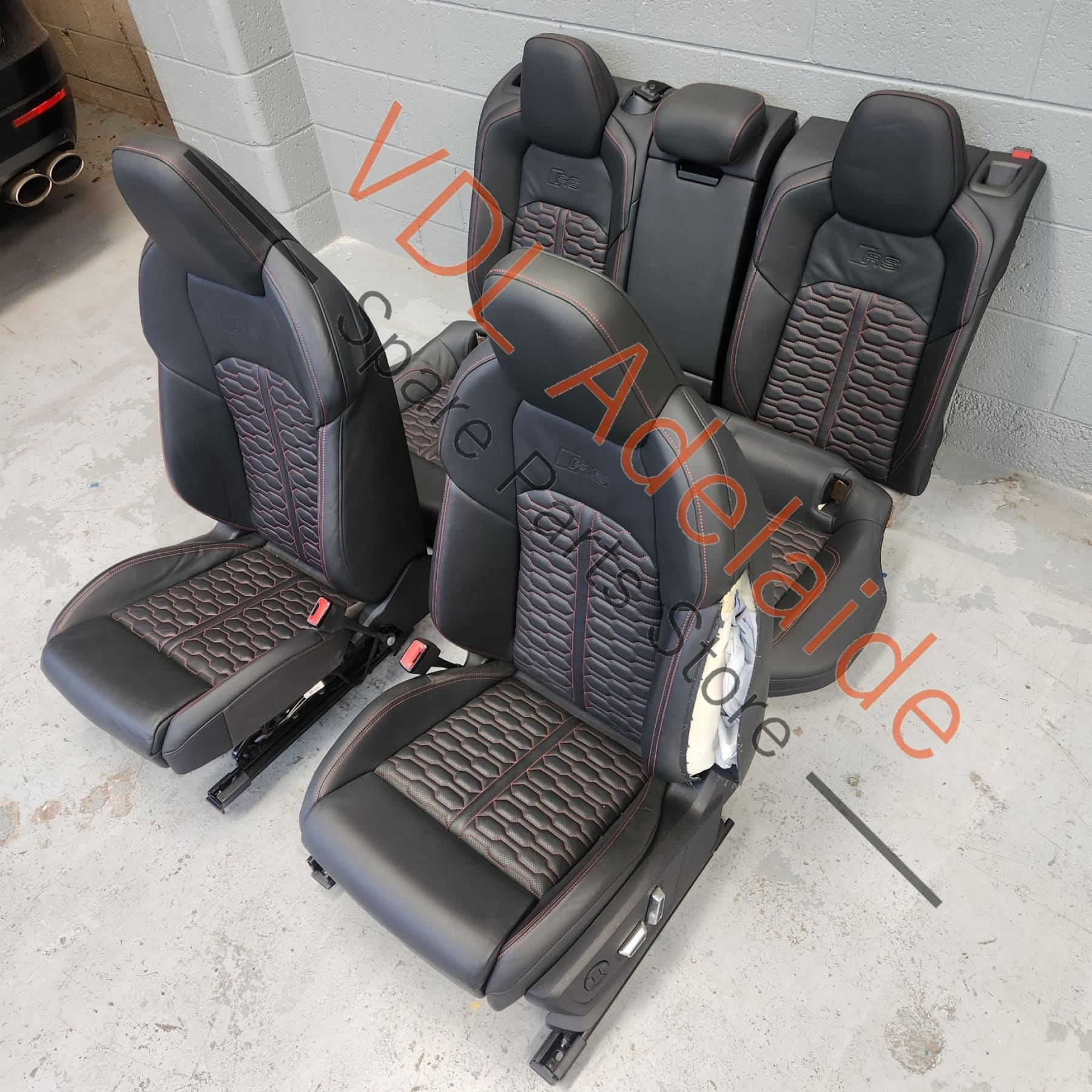Audi RS7 4K Black Diamond Stitched Leather seat set **left front seat airbag popped** - Image 3
