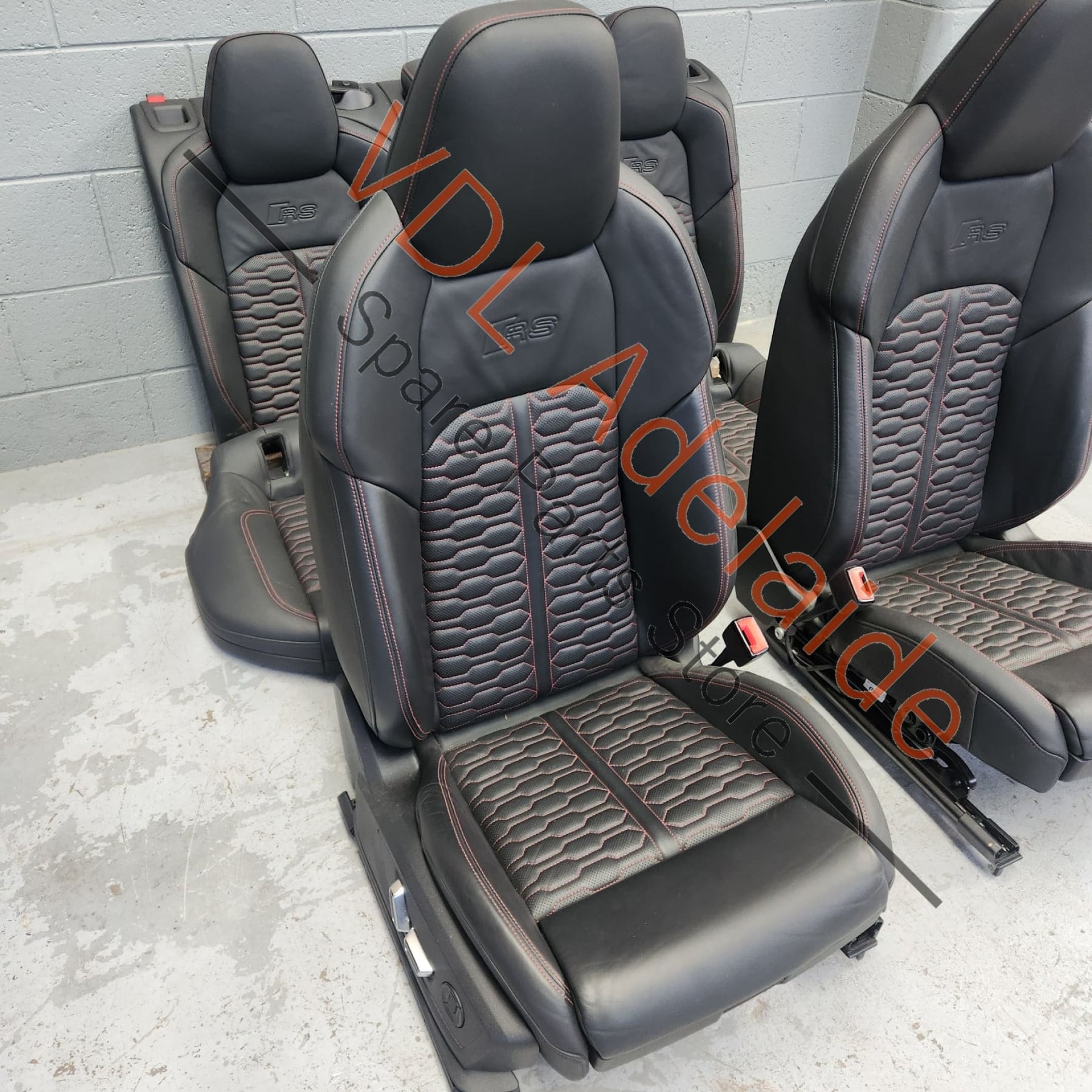 Audi RS7 4K Black Diamond Stitched Leather seat set **left front seat airbag popped** - Image 4