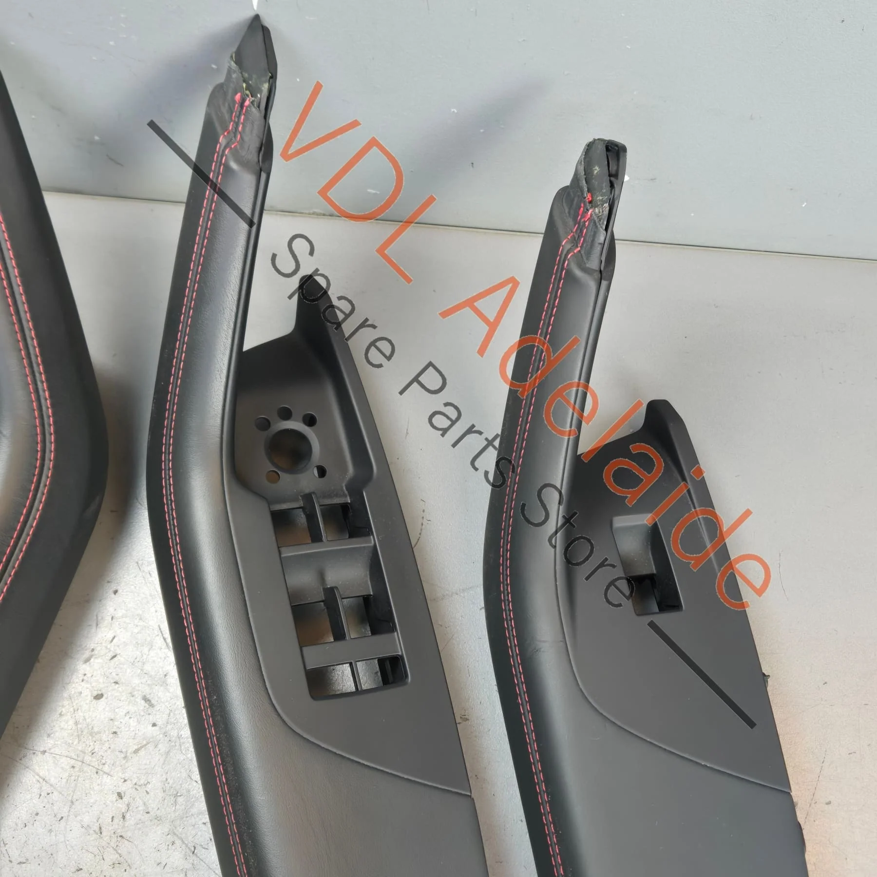 Audi RS7 C8 4K Set of 4x Leather Interior Door Handles with red stitch - Image 3
