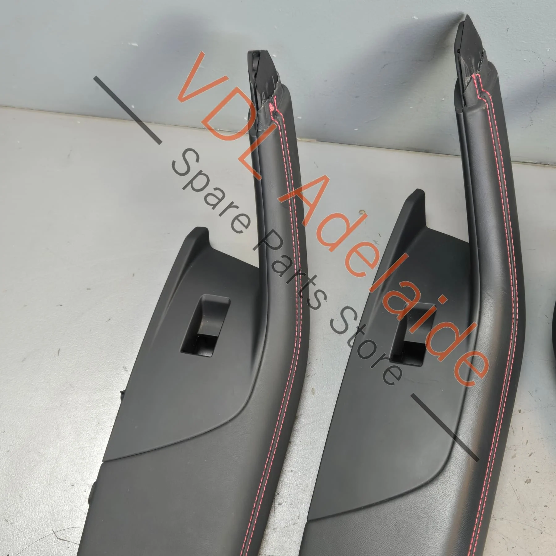 Audi RS7 C8 4K Set of 4x Leather Interior Door Handles with red stitch - Image 4