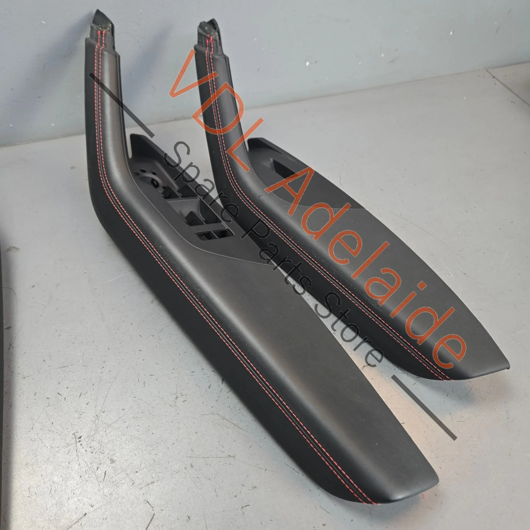 Audi RS7 C8 4K Set of 4x Leather Interior Door Handles with red stitch - Image 7