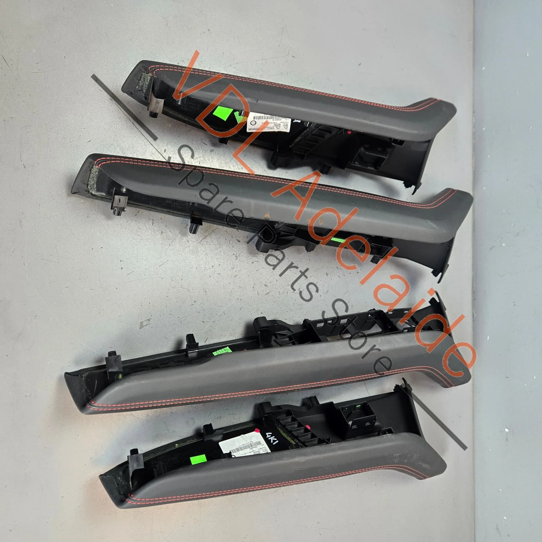 Audi RS7 C8 4K Set of 4x Leather Interior Door Handles with red stitch - Image 9