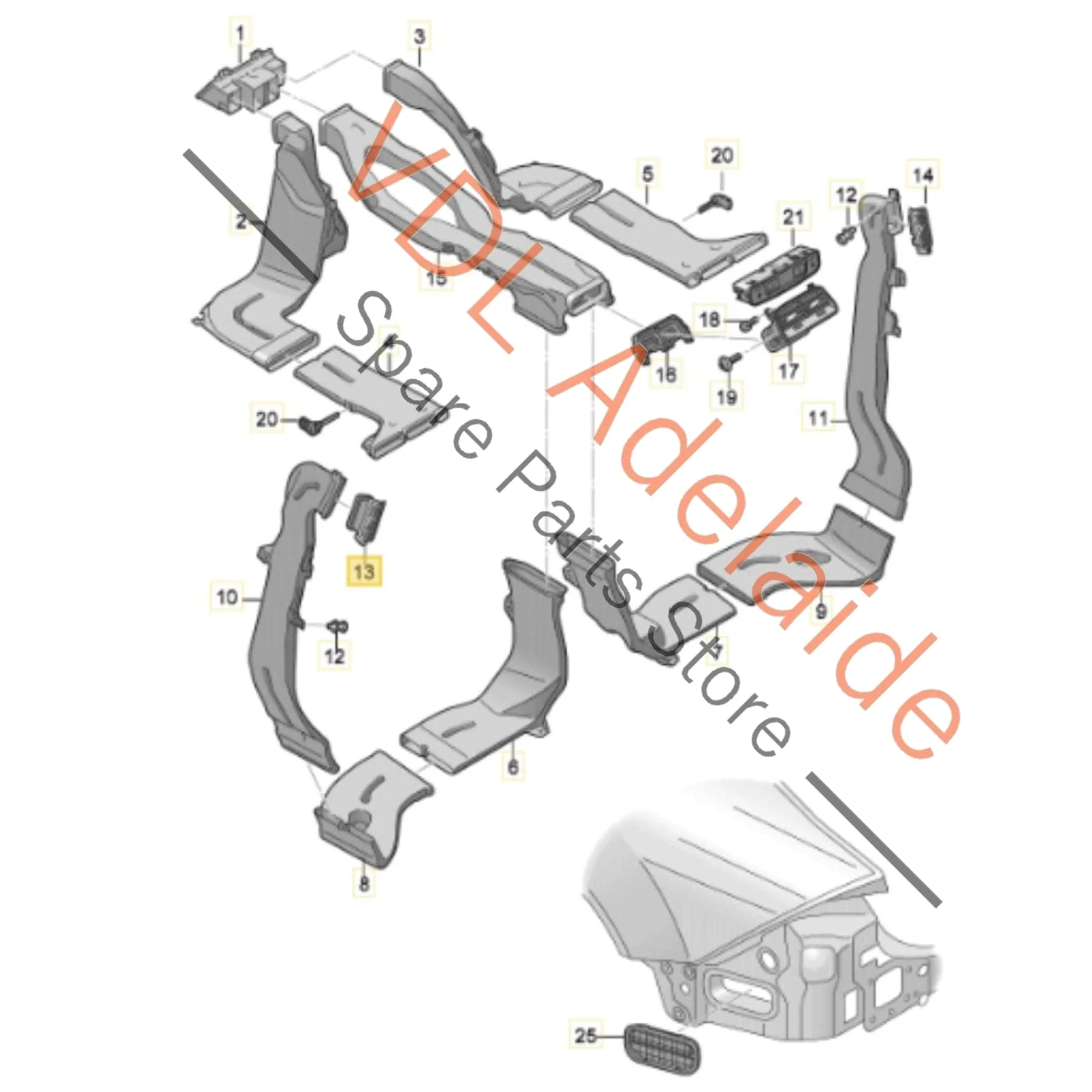 Audi A6 A7 Left B Pillar Air Vent Trim Black 4N0819209A 4PK - Image 2