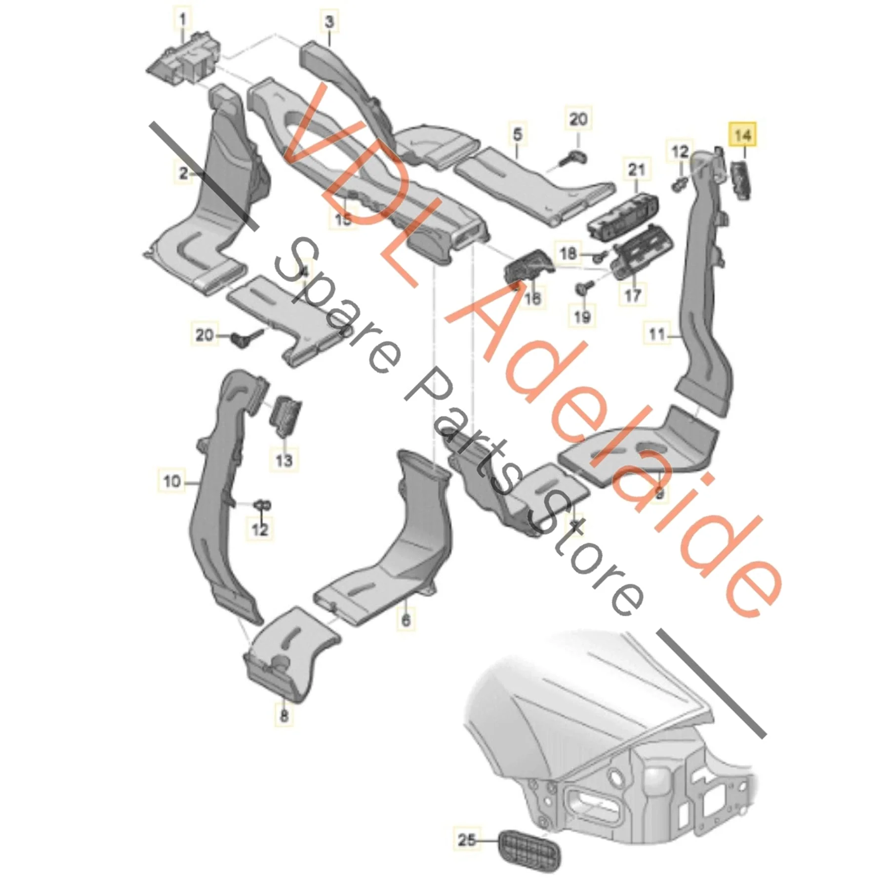 Audi A6 A7 Right B Pillar Air Vent Trim Black 4N0819210A 4PK - Image 2