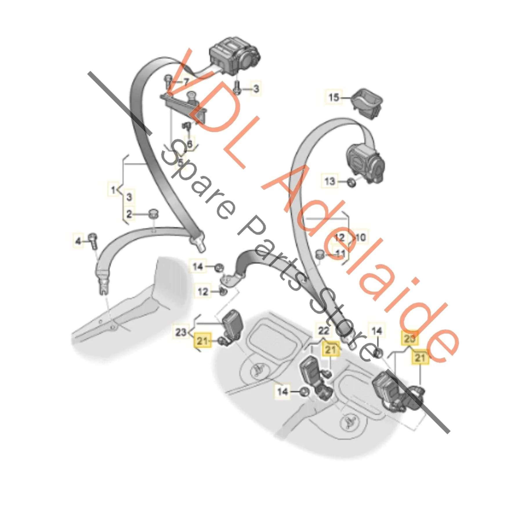 Audi RS7 Left Rear Seatbelt Double Catch Latch Clip Clasp 4K8857739AR MNB - Image 2