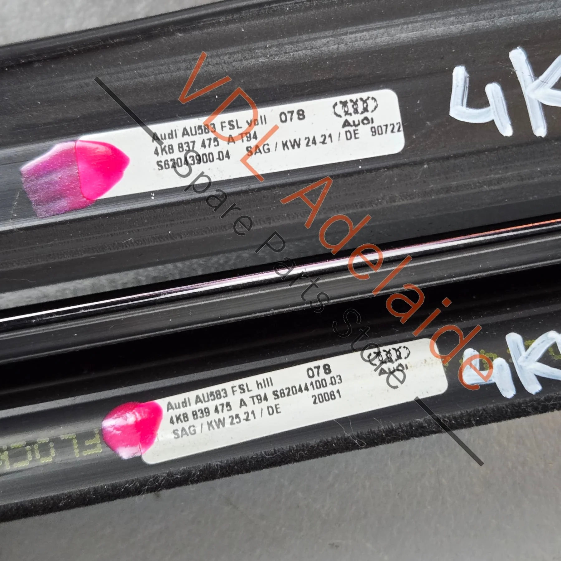 Audi RS7 Door Window Slot Aperture Seal Set of 4 Front & Rear Gloss Black 4K8837475A T94 - Image 8