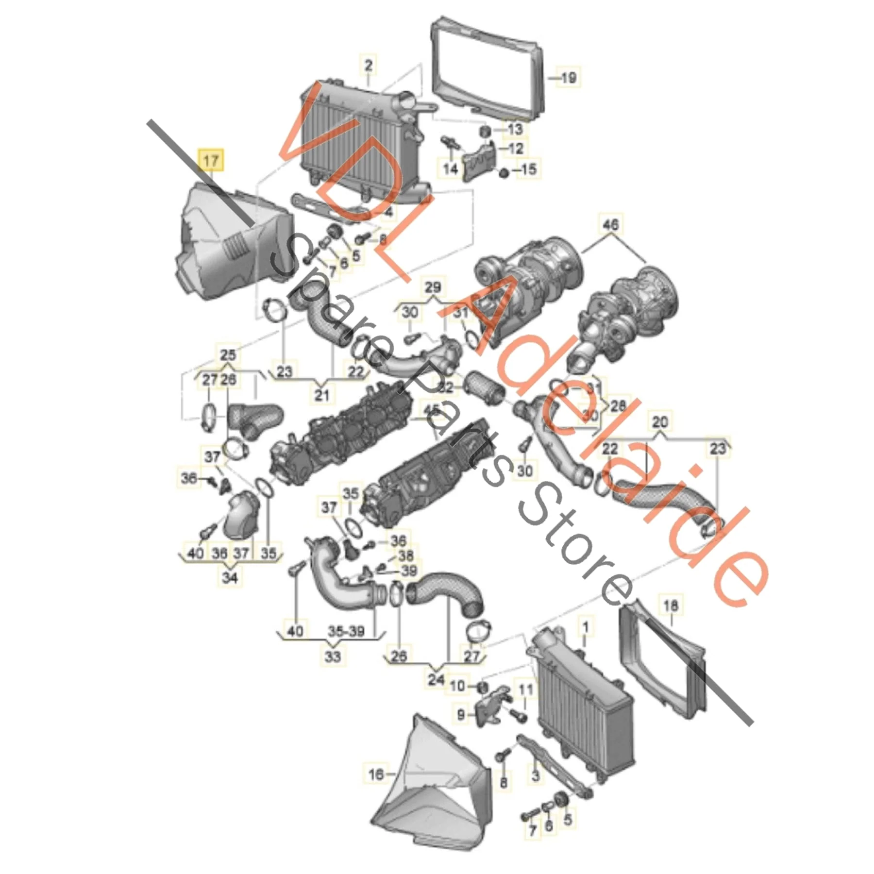 Audi RS7 Front Right Intercooler Air Duct Guile 4K8121334K - Image 2