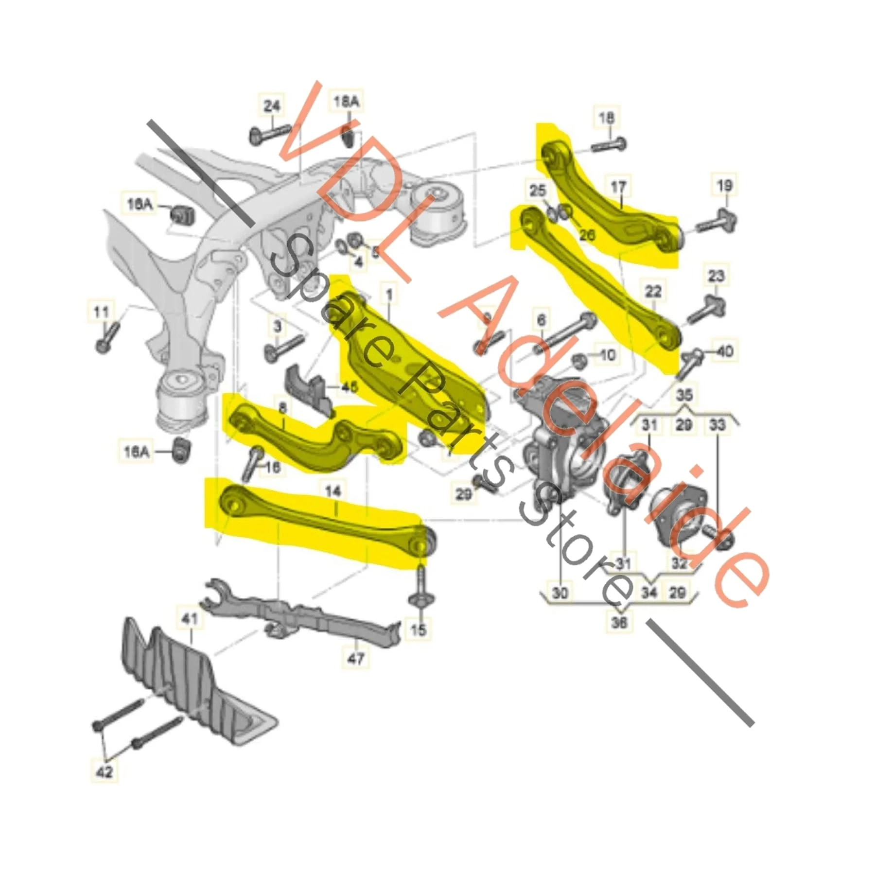 Audi RS6 RS7 Rear Right Suspension Arm Wishbone Set 4M0505292F 4M0505323G 80A505311B 4M0501529L 4K0505398A - Image 2