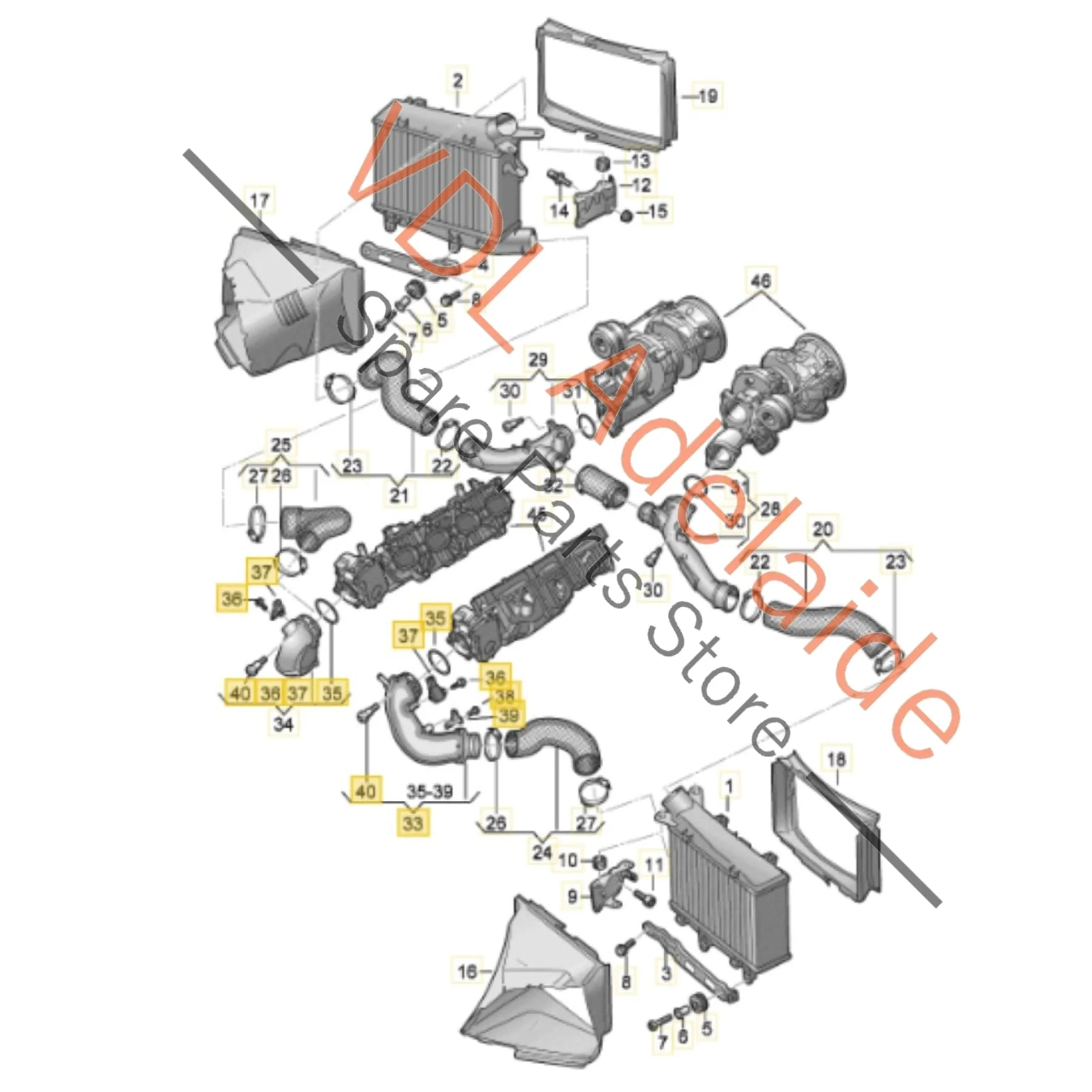 Audi RS6 RS7 Left Lower Charge Air Pipe Tube 0P2145681E - Image 2