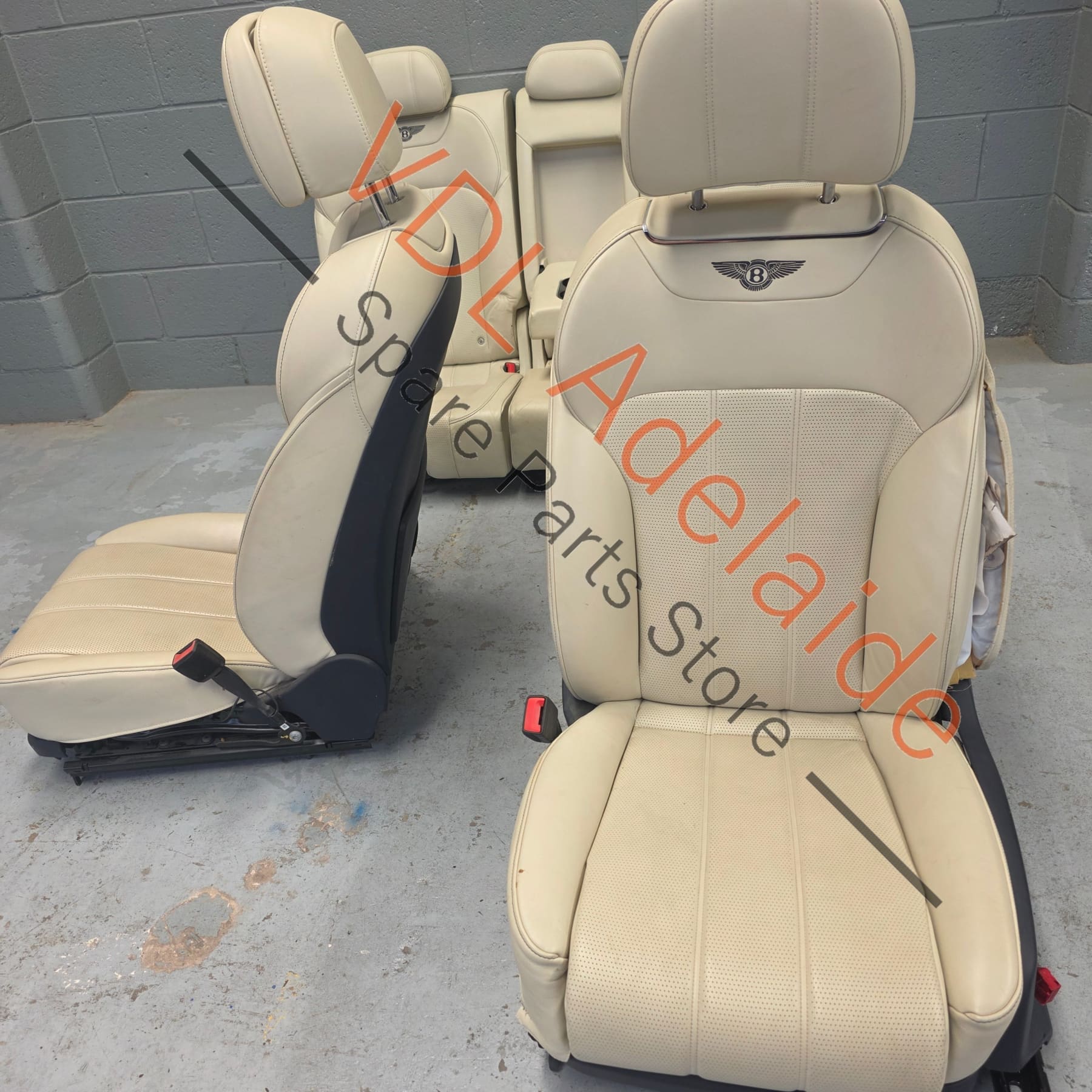 Bentley Bentayga Set of Cream Leather Seats 'Linen' with Contrast Stitching Logo - Image 9