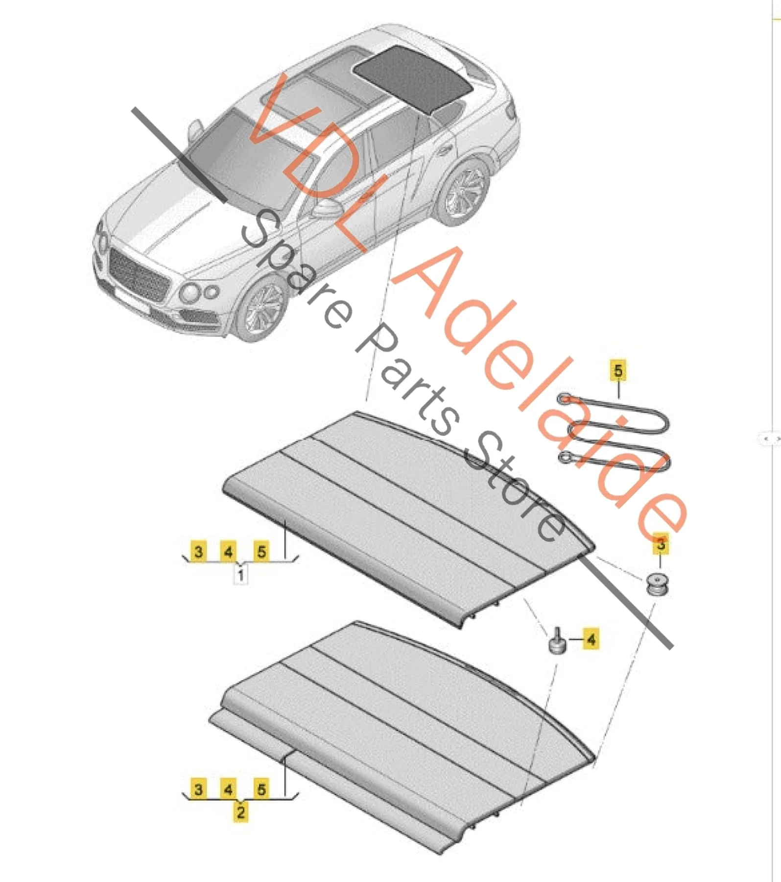 Bentley Bentayga Hard Luggage Cover Parcel Tray for Trunk Boot Cream "Linen" 36A867769J 51V - Image 3