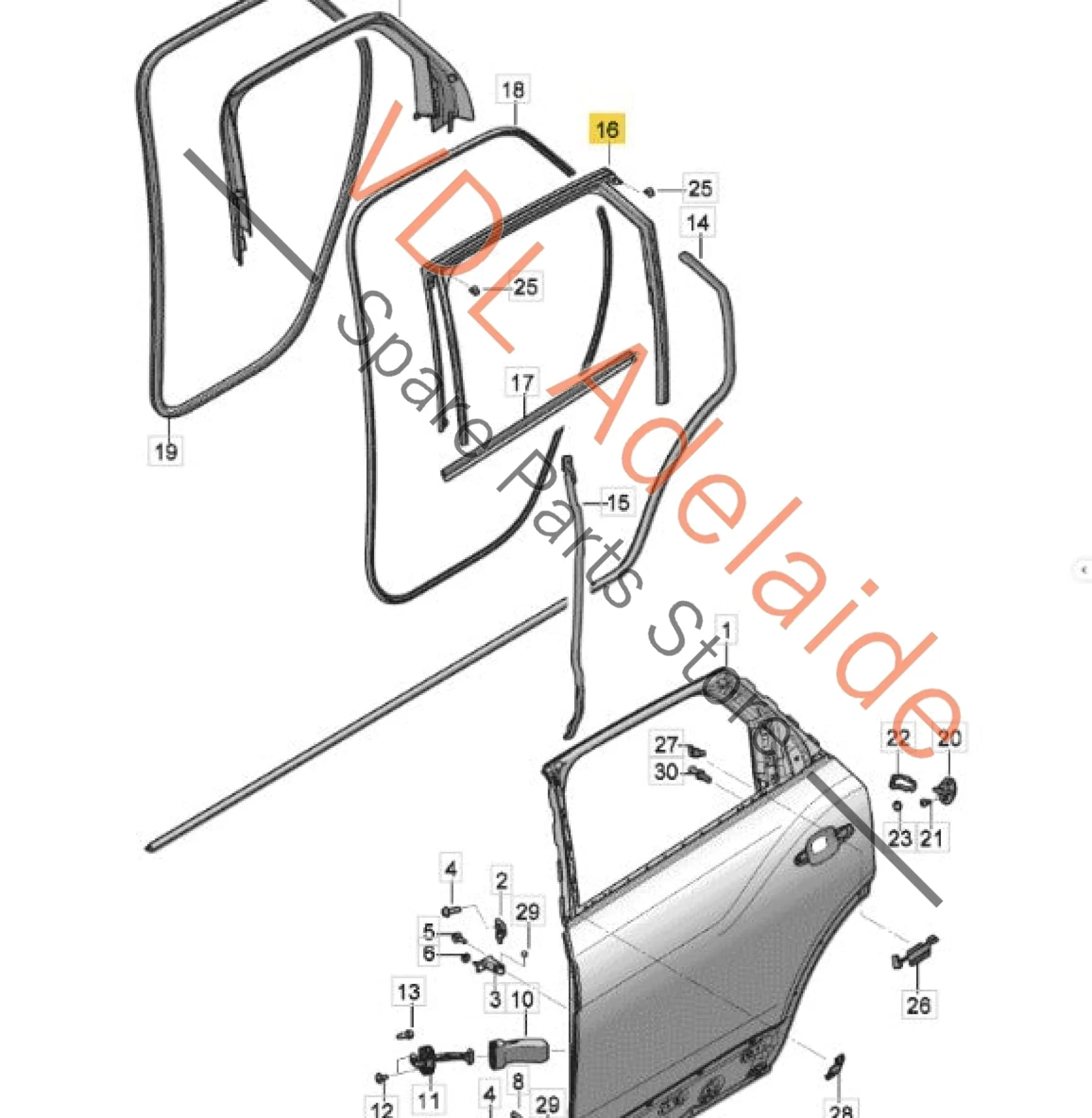 Bentley Bentayga 4V Rear Right Window Seal Gasket Rubber 36A839432A 36A839432B - Image 2