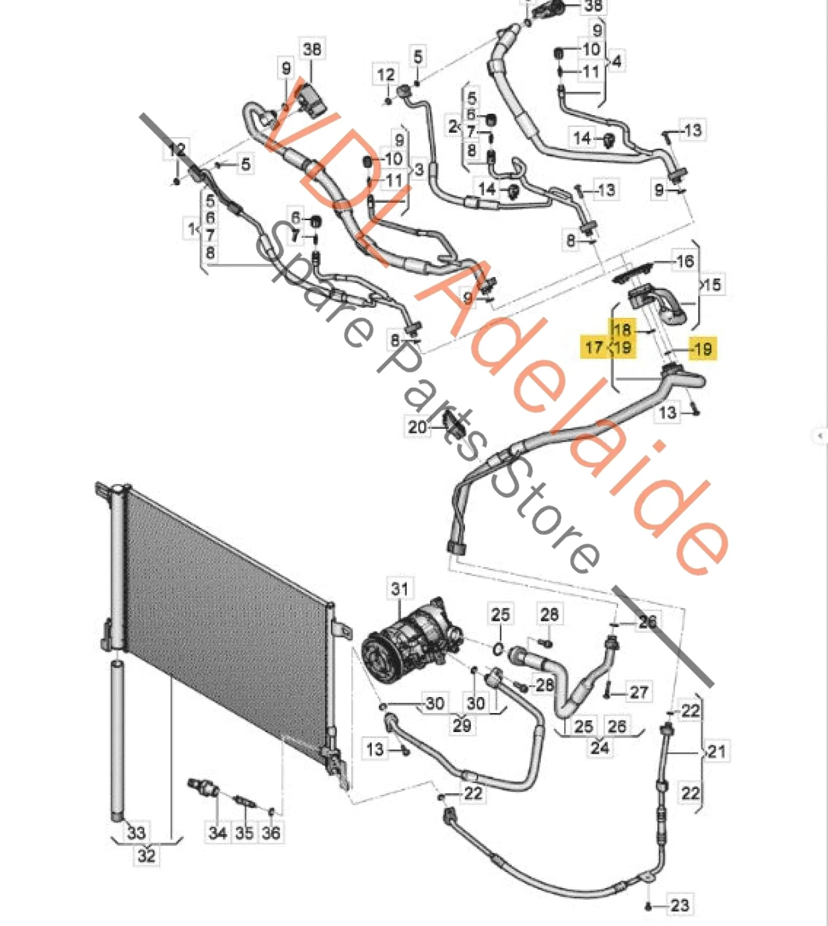 VW Audi Air Conditioning Pipe 4M0816738N - Image 2