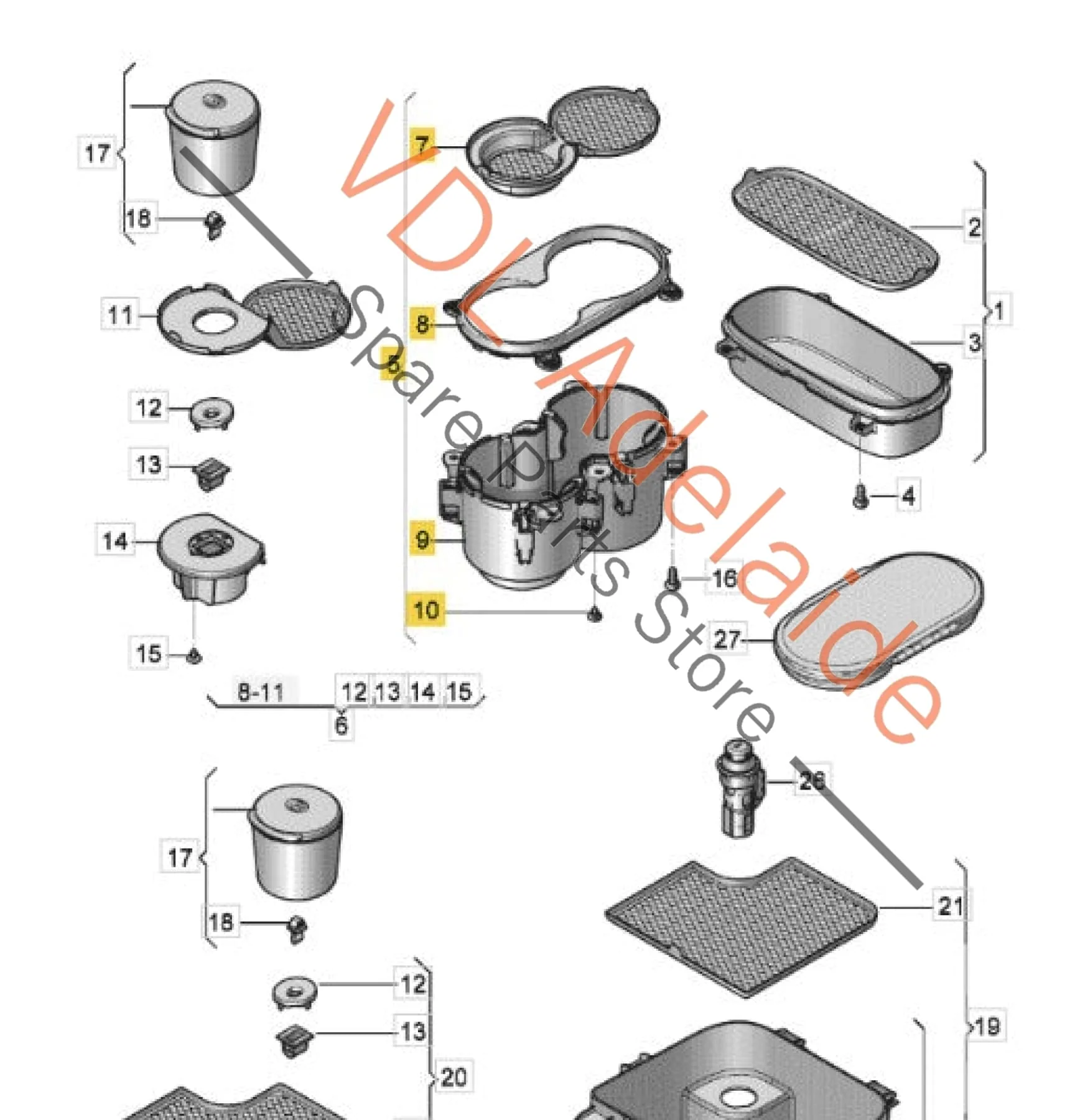 Bentley Bentayga Centre Console Drinks Cup Holder with Chrome Surround 36A860687 36A862533 - Image 2