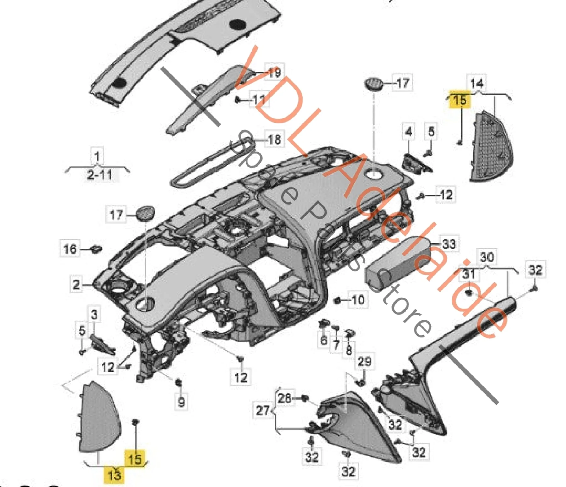 Bentley Bentayga Right Dashboard End Cover Side Panel Trim Imperial Blue Leather 36A858248 - Image 3