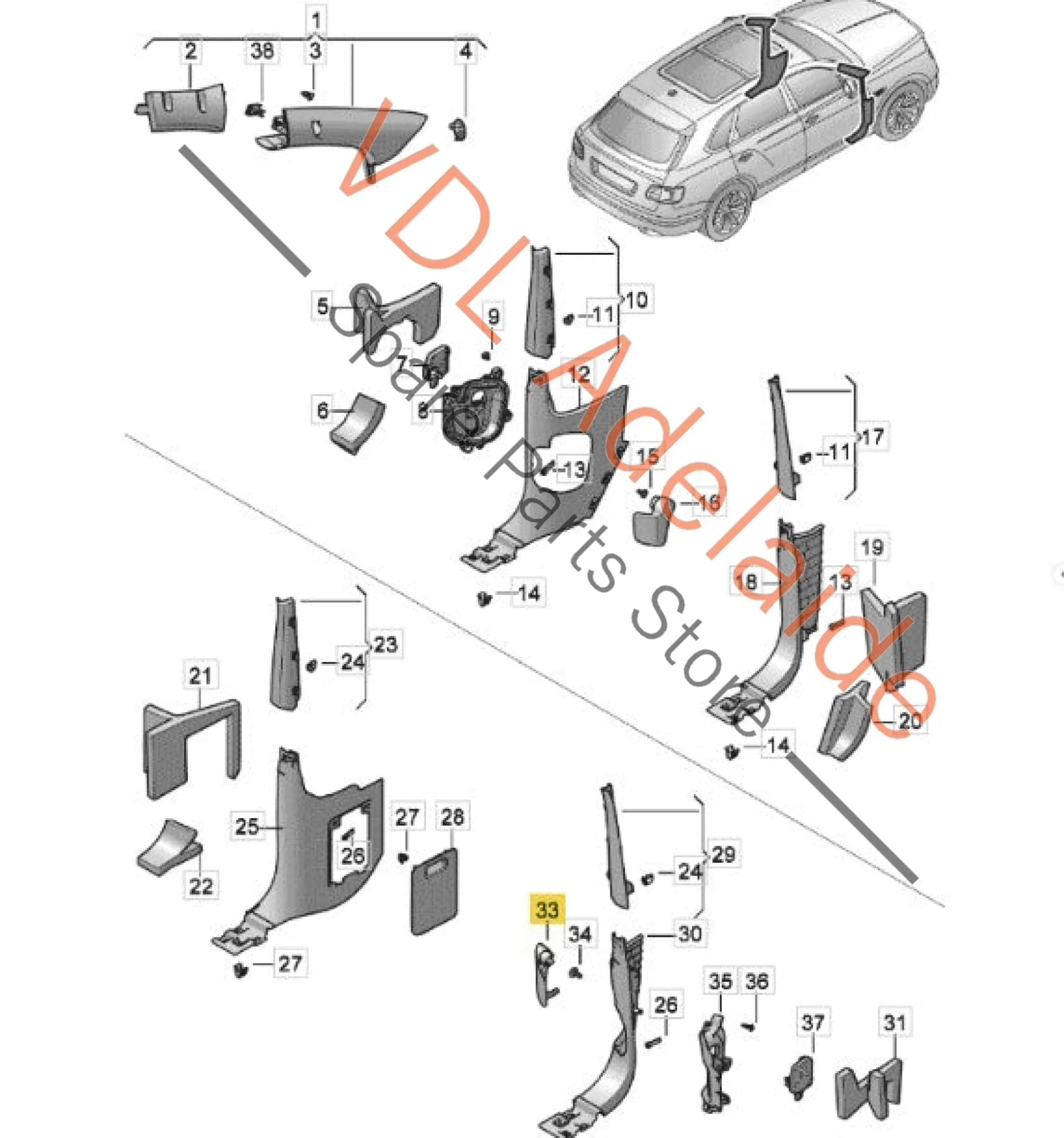 Bentley Bentayga Right Bonnet Release Handle for RHD 36C823533 - Image 3