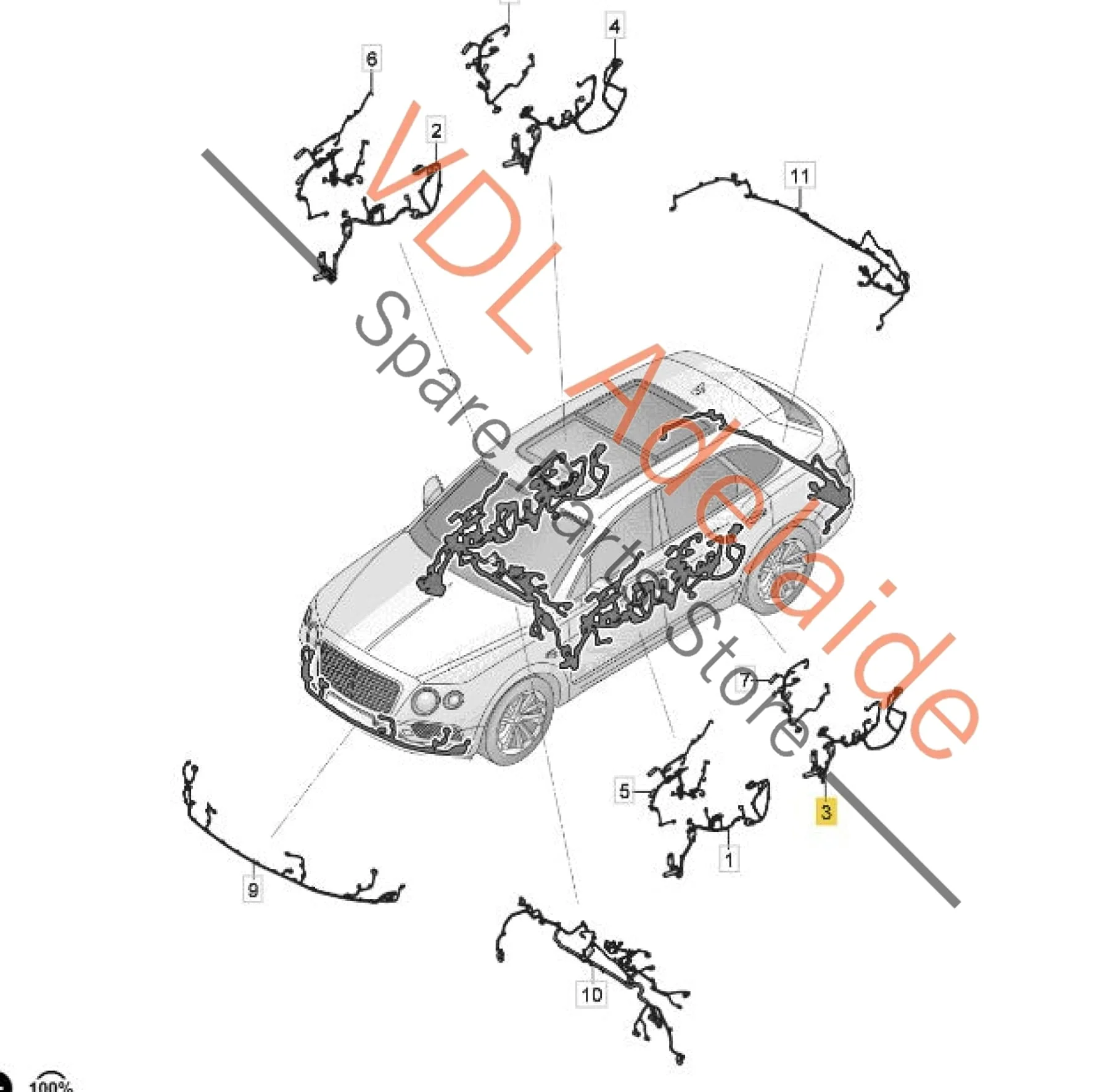 Bentley Bentayga Rear Left Drivers Door Wiring Harness Cable 36A971687BR 36A971687CG - Image 4