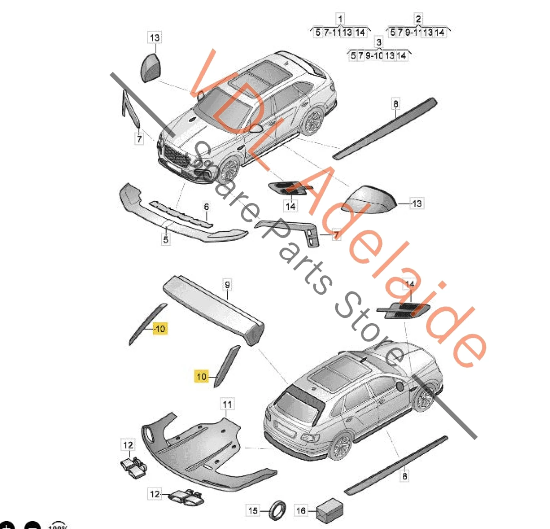 Bentley Bentayga Rear Boot Hatch Aerodynamic Trim 36A827206 Right - Image 3