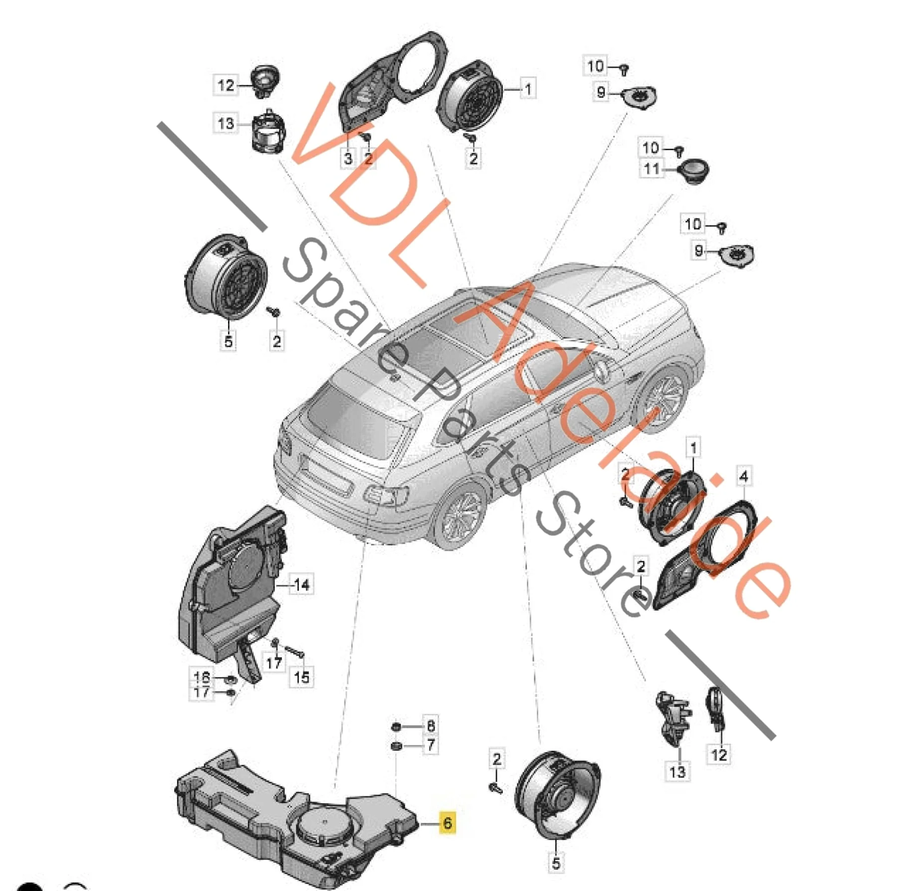 Audi Q7 Bentley Bentayga Subwoofer in Box 4M0035621 - Image 3