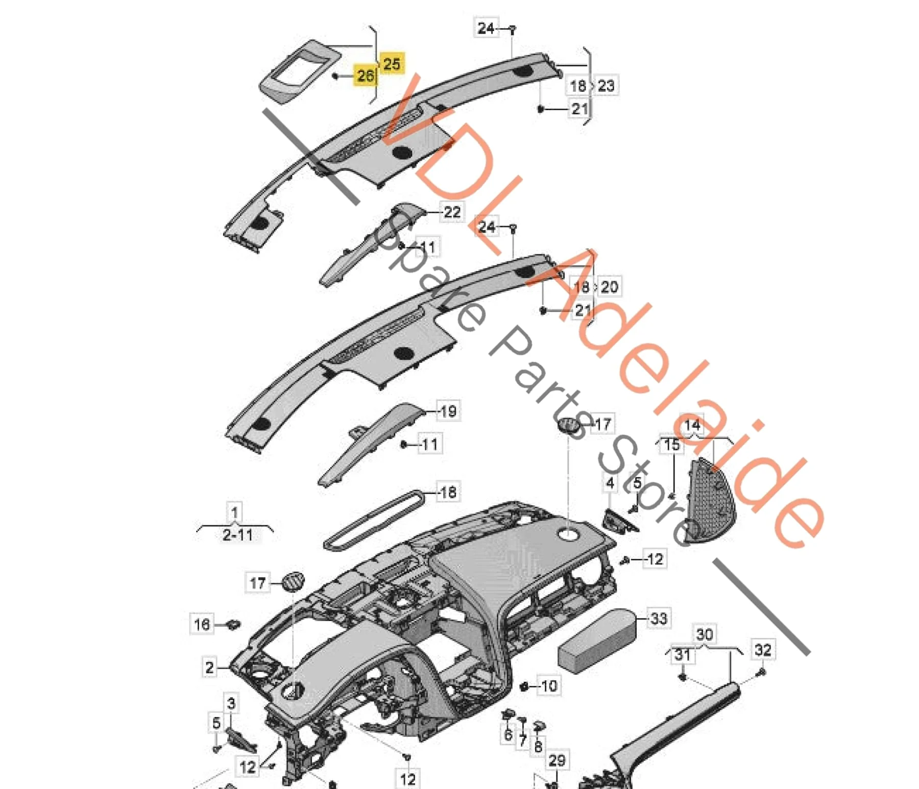 Bentley Bentayga Dash Top Trim for HUD Heads Up Display 36C857161B - Image 3