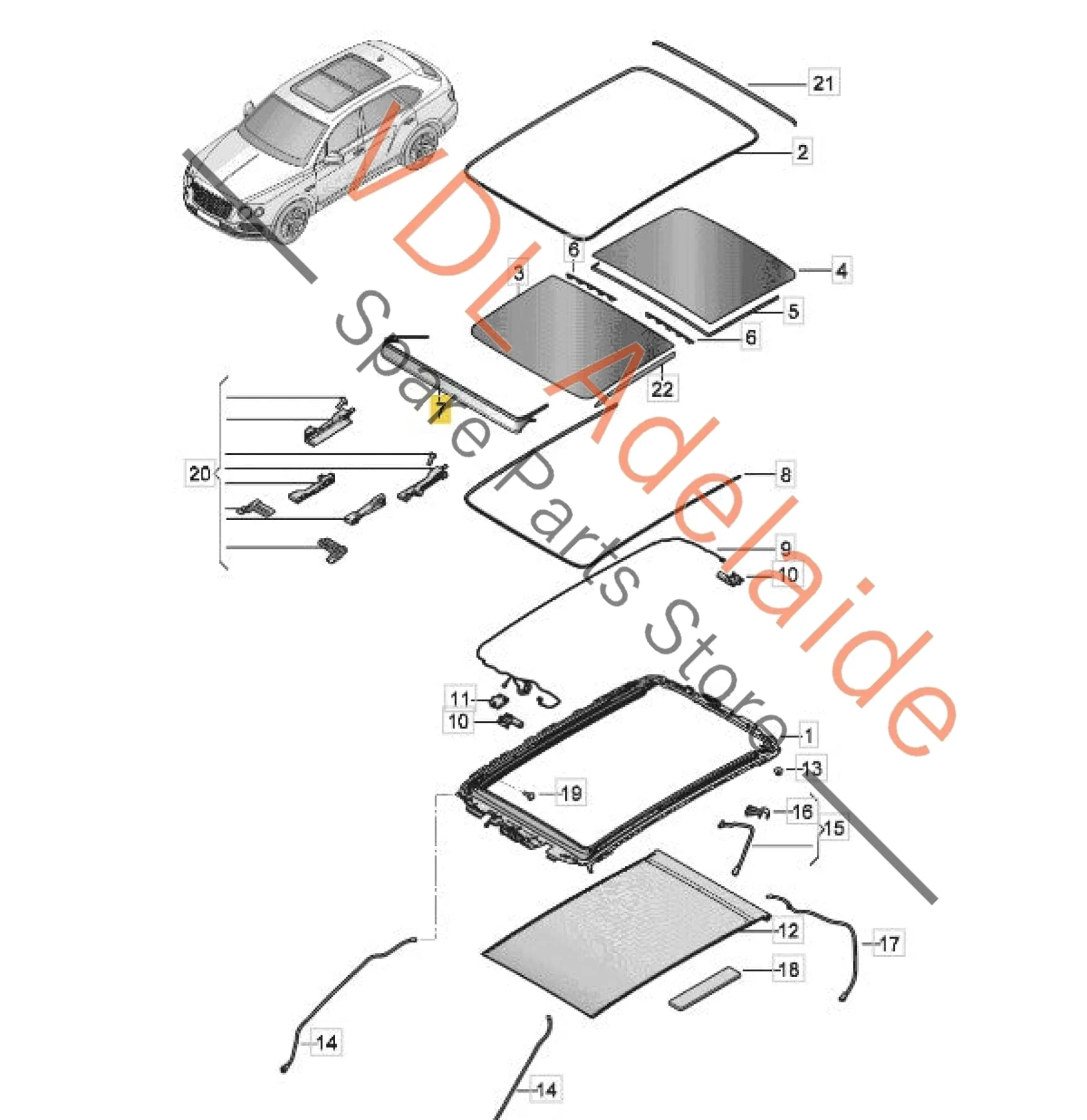 Audi Q7 Bentley Bentayga Sunroof Shade Wind Deflector 4M0877651A - Image 2