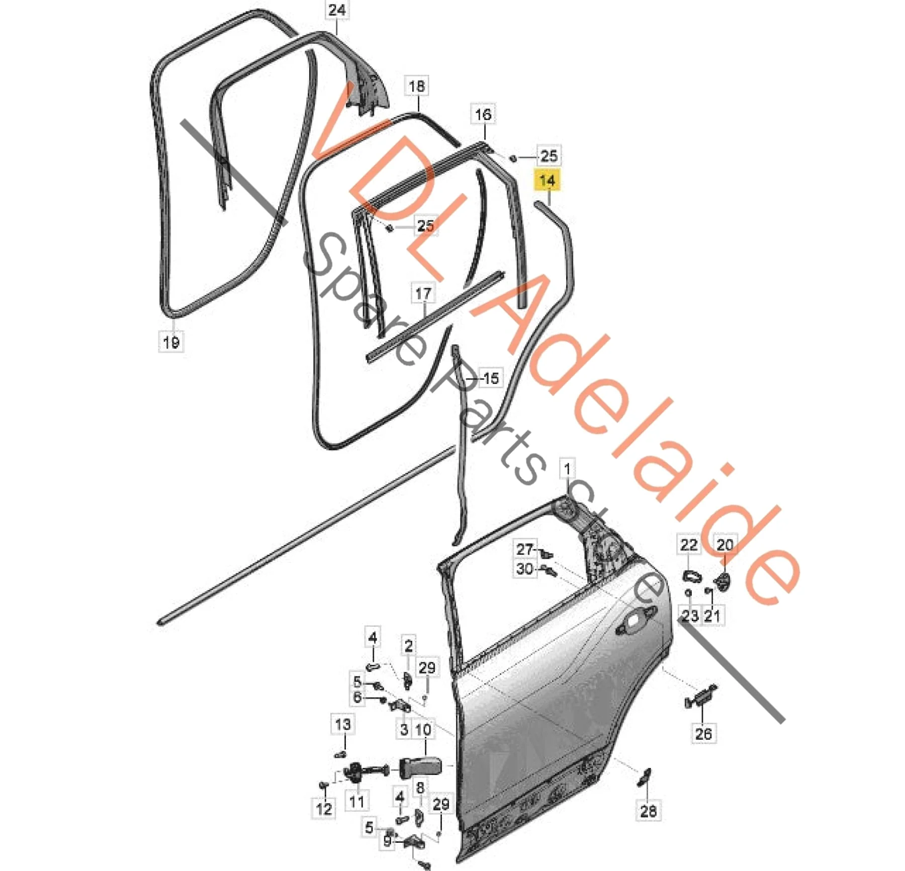 Bentley Bentayga Rear Door Rubber Gasket Seal Right Side 36A839120 - Image 3