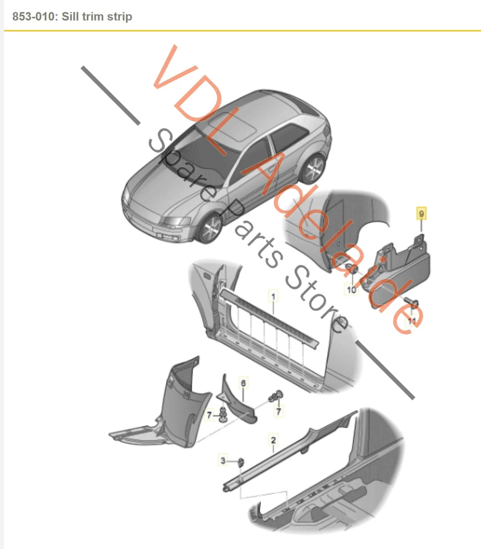 Audi A3 S3 8P Right Rear Mud Flap 8P0853834C - Image 2