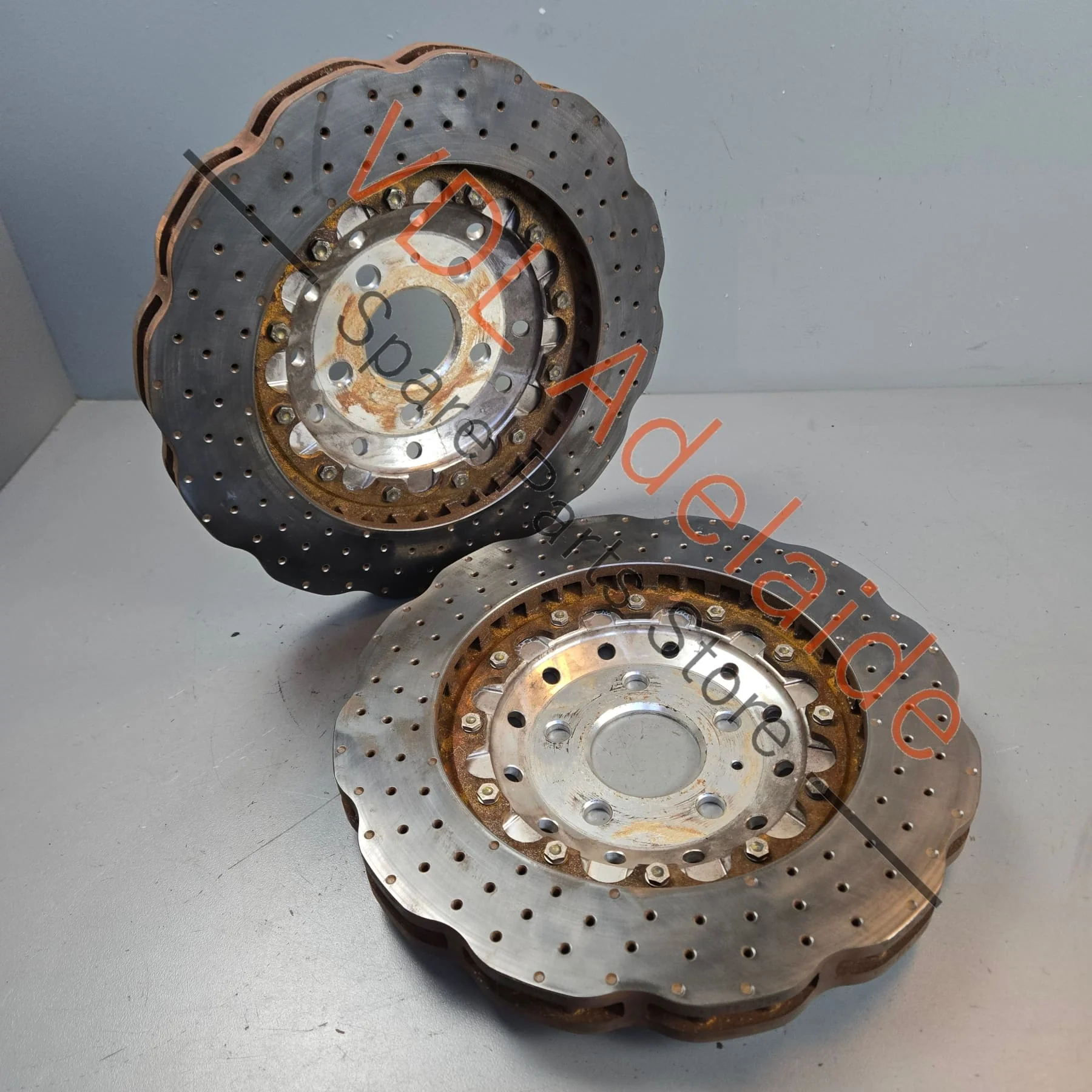 Audi R8 RS4 RS5 Front Brake Disc Rotors Pair with Hats DBA52834 8T0615301 365 x 34 Wavey - Image 2