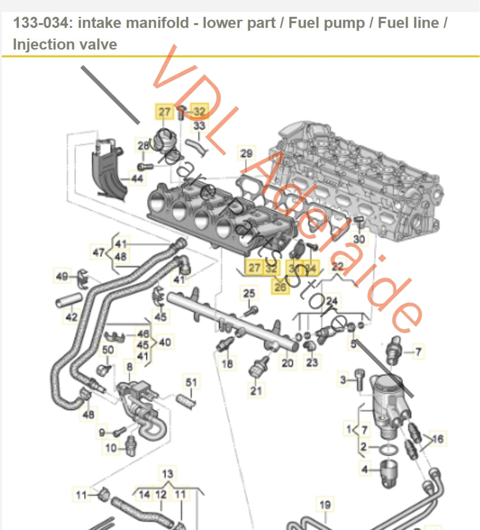 Audi RS3 8V 2.5 5Cyl CZGB Inlet Manifold Lower Section 07K133201AE - Image 2