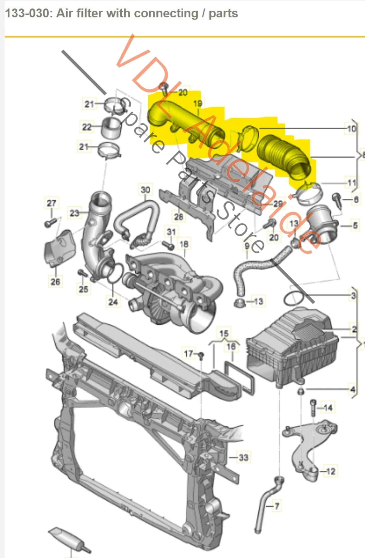 Audi RS3 8V Air Filter Connecting Pipe Hose from Air filter 8V0129624 - Image 2