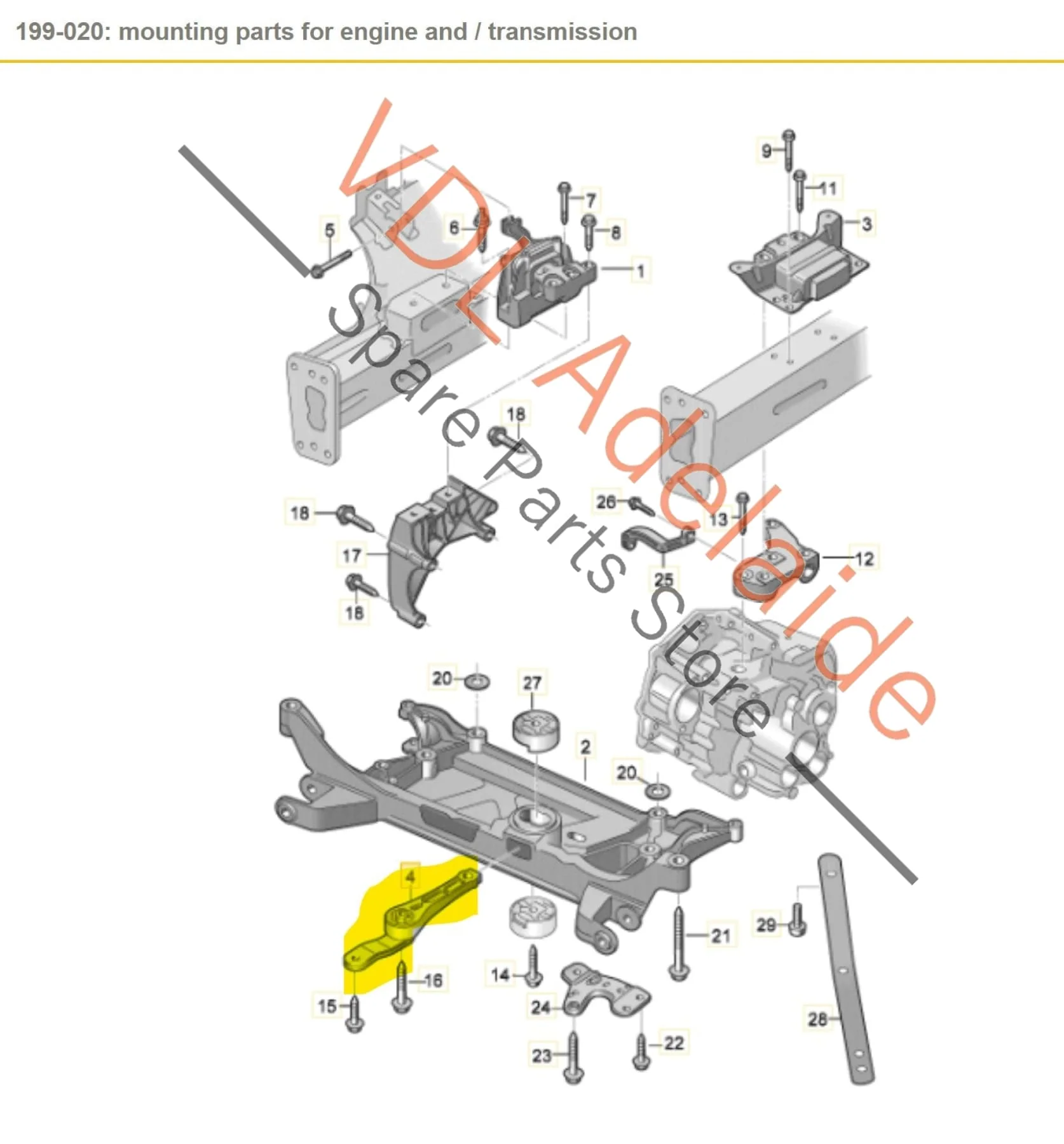Audi S3 VW Golf R MK7 Lower Engine Support Dogbone Pendulum Mount 5Q0199855J - Image 2