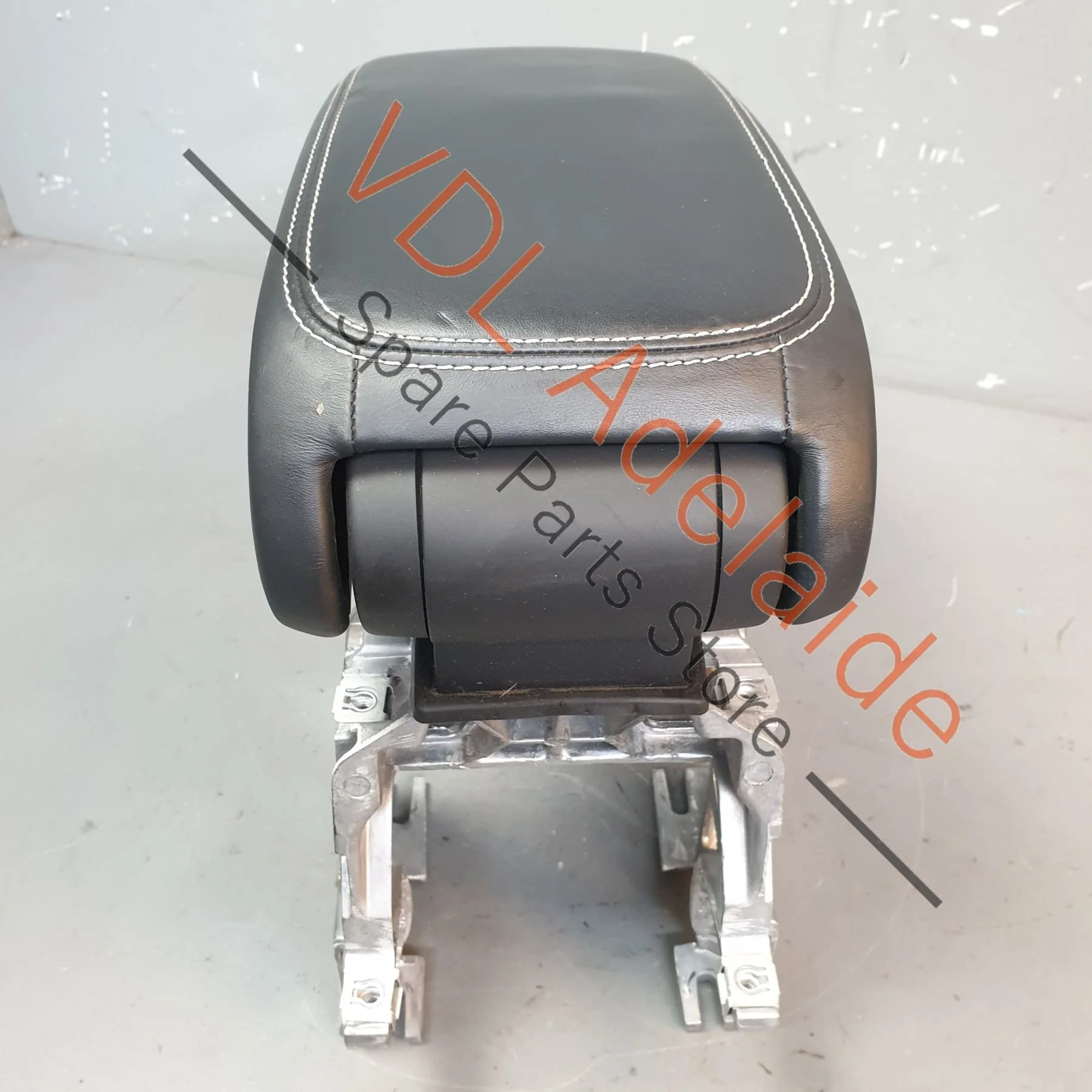 Audi A3 S3 RS3 Middle Centre Armrest Black Leather w White Stitch - Image 5