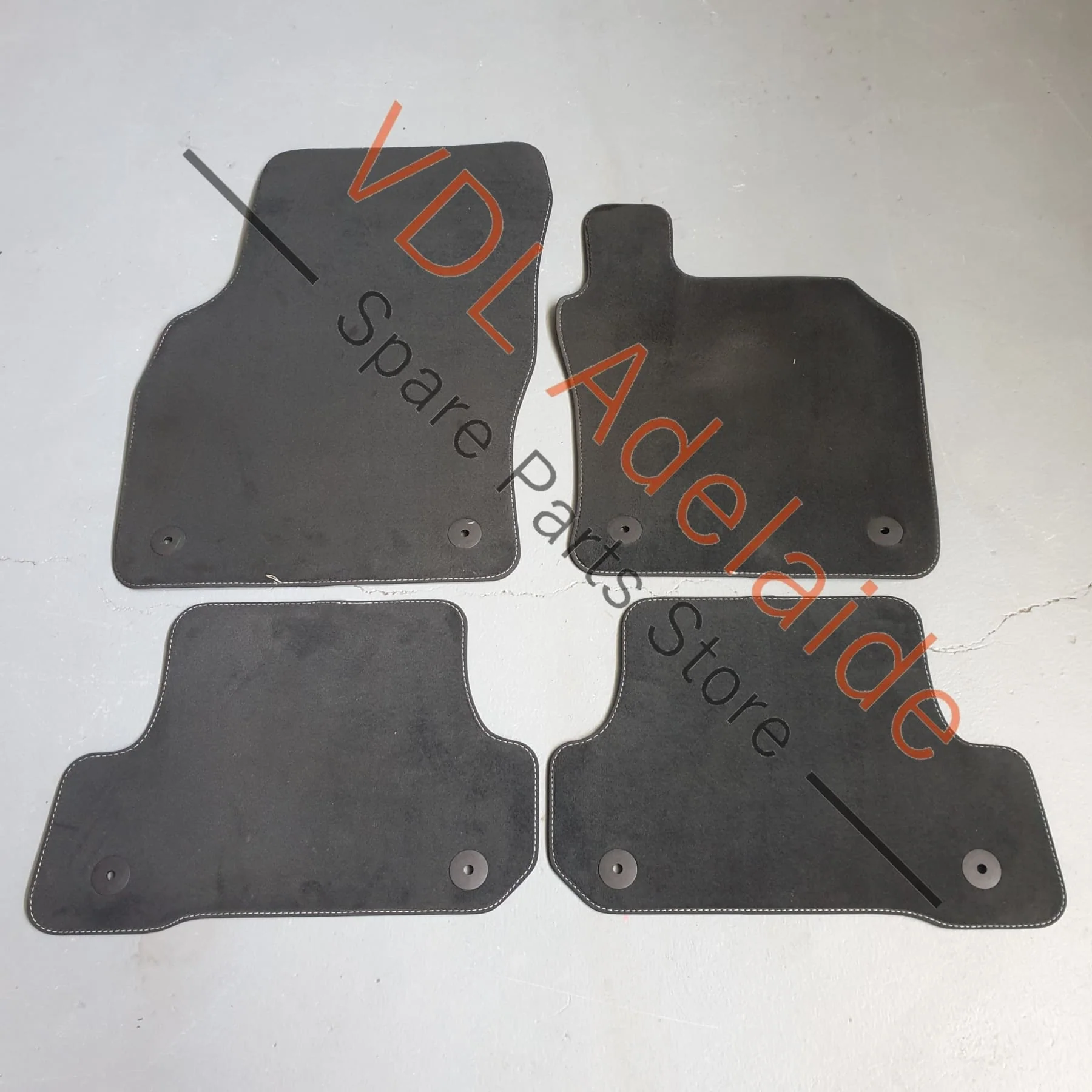 Genuine OEM Audi A3 S3 Interior Carpet Mat Set 8V7864452A Black with White Stitching