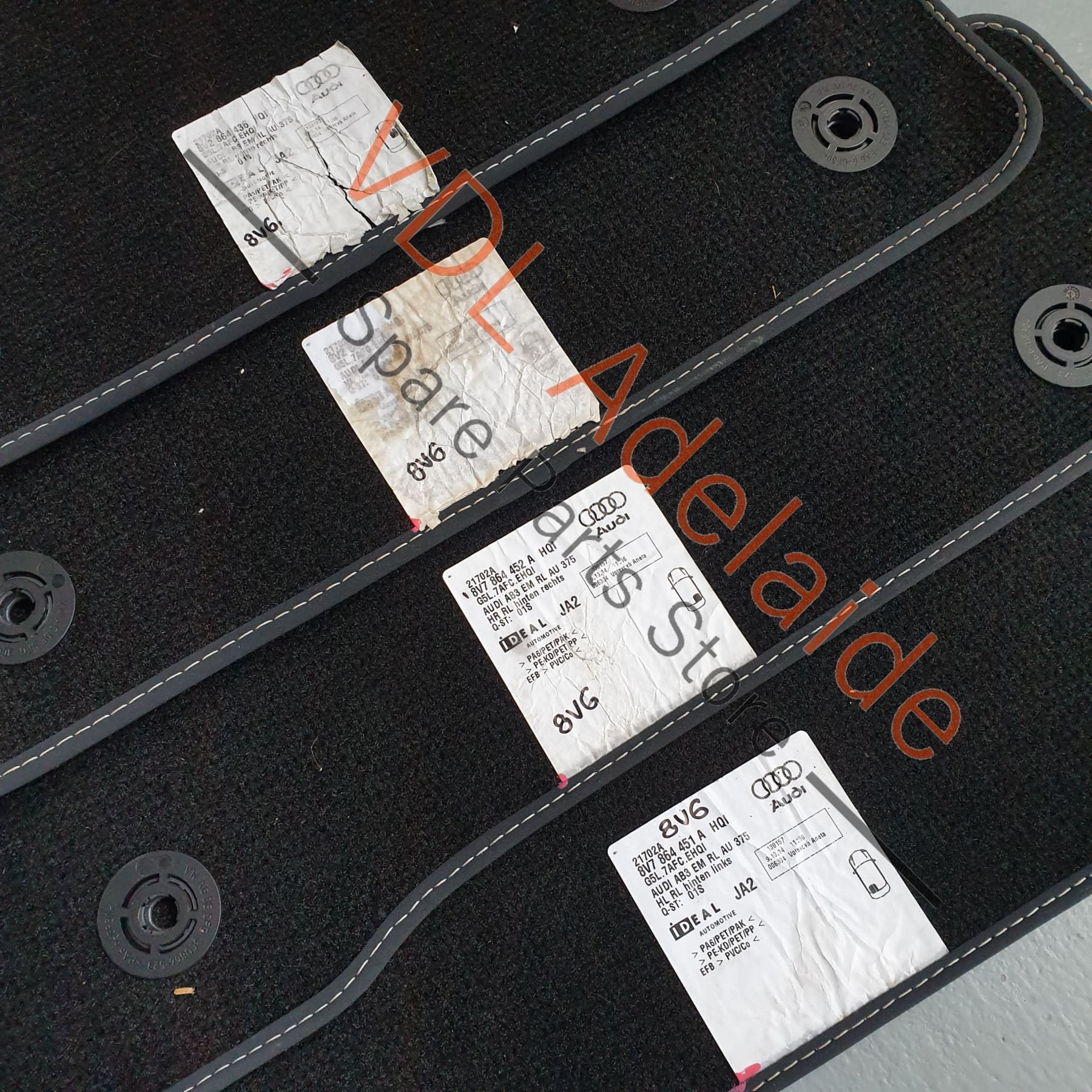 Genuine OEM Audi A3 S3 Interior Carpet Mat Set 8V7864452A Black with White Stitching - Image 10