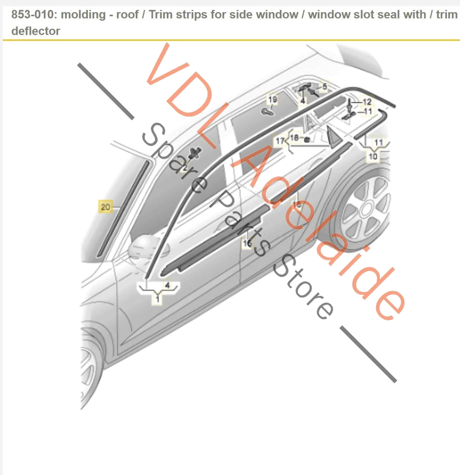 Audi A3 S3 RS3 8V Sportback Windscreen Exterior Deflector Strip Trim Right 8V3854328C - Image 2