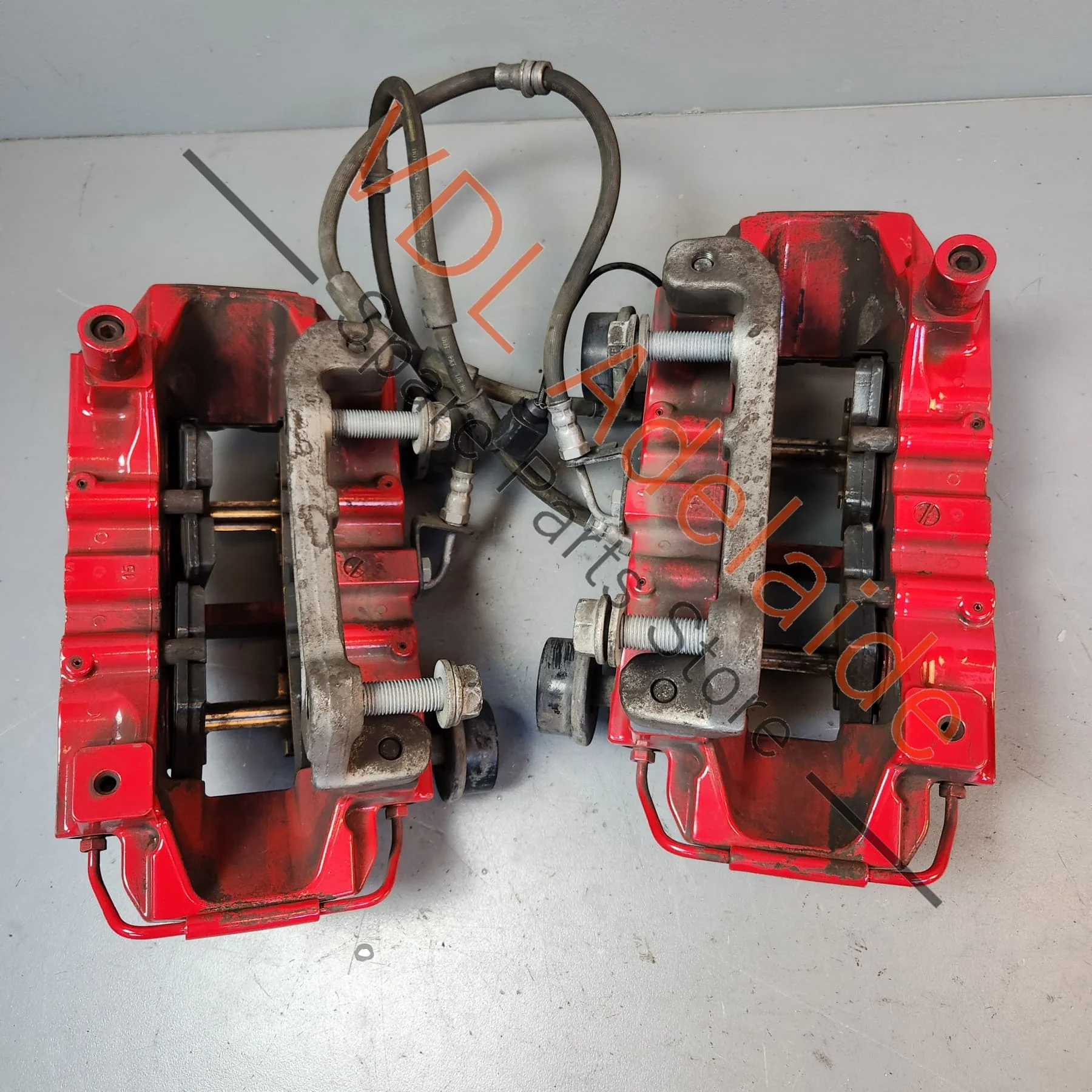 Audi RS3 8V Front 4 Piston Brake Calipers Set Kit Brembo Tornado Red - Image 2