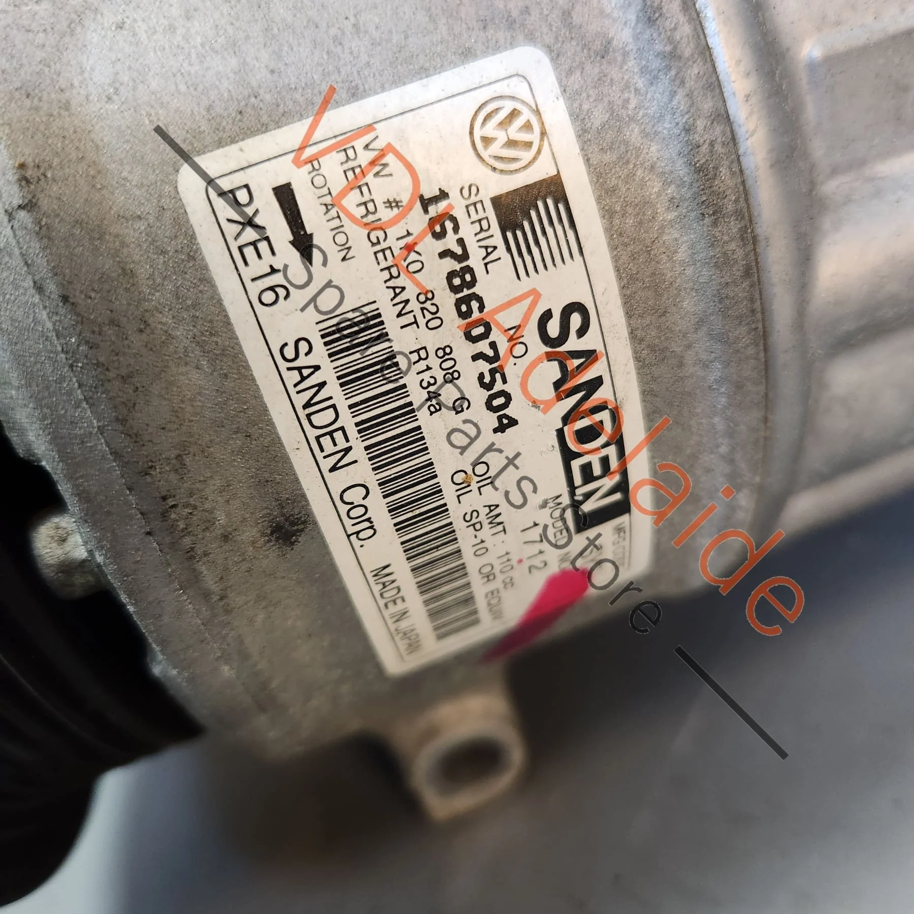 Audi RS3 8V A/C Air Conditioning Compressor 1K0820808G SANDEN - Image 2