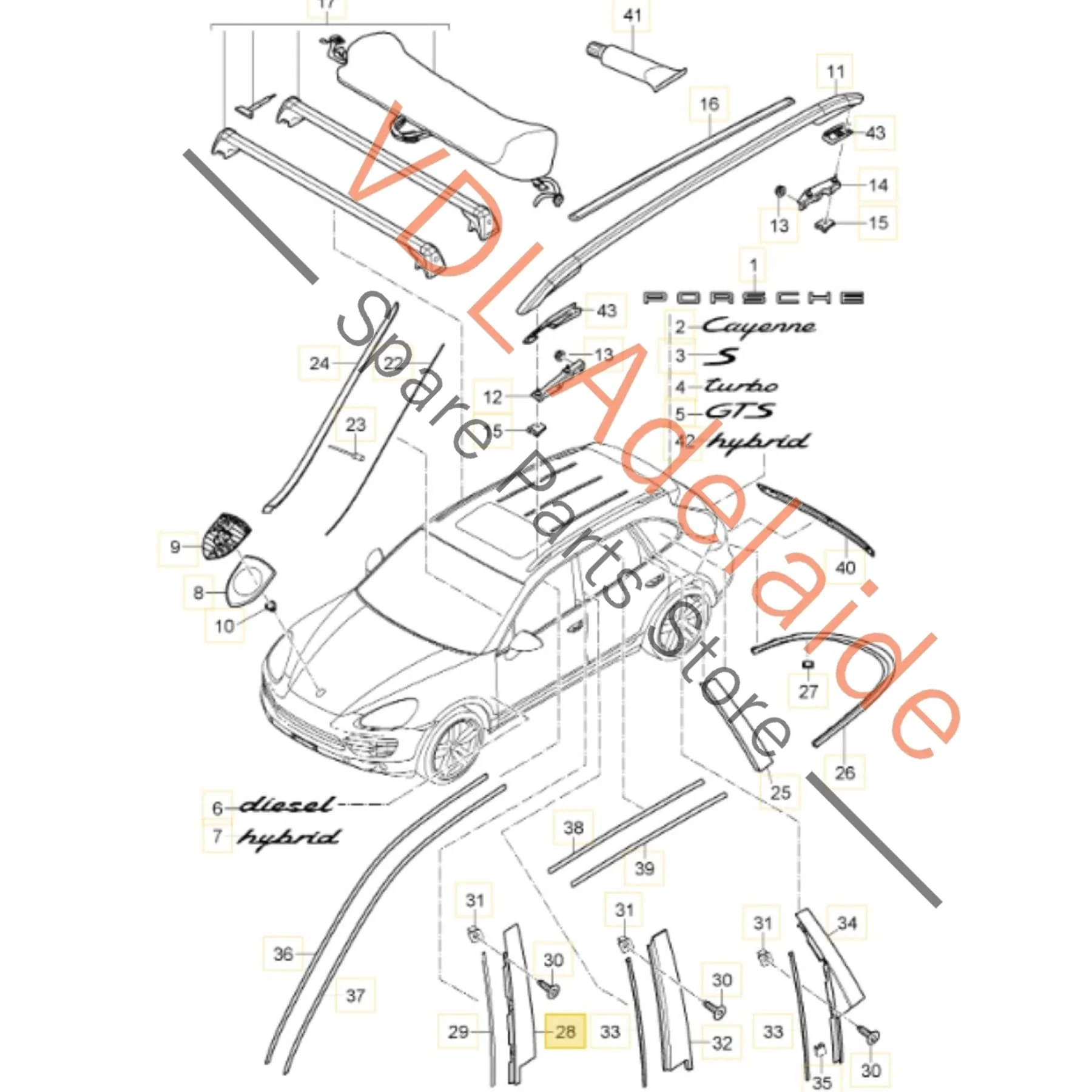 Porsche Cayenne Front Left Door B Pillar Exterior Moulding Trim 7P5853317 95855931701 GW1 Gloss Black - Image 7