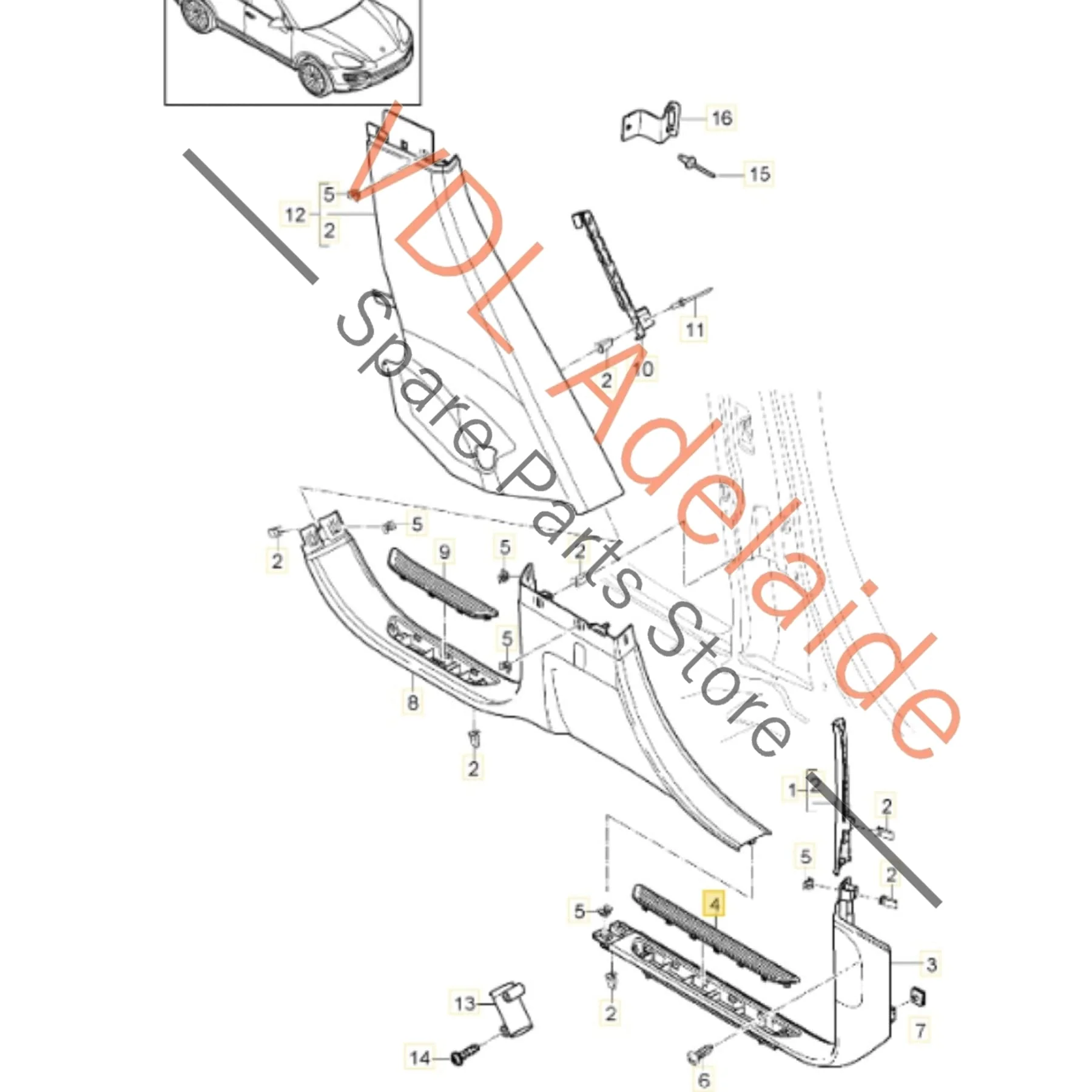Porsche Cayenne S 958 92A Sill Trim Scuff Front Door 95855546701 6M7 - Image 2