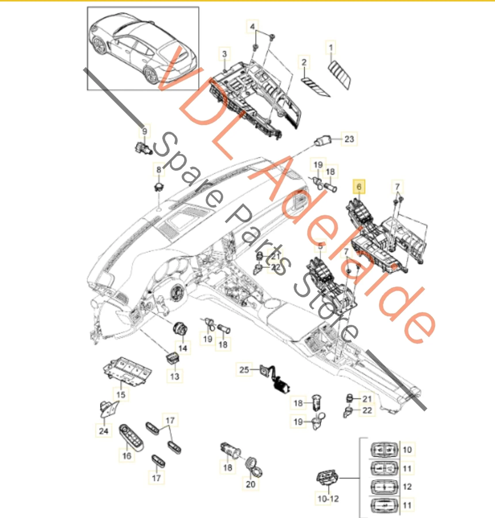 Porsche Panamera 970 Rear Air Conditioning Control Panel Switch 97065350303 DML - Image 2