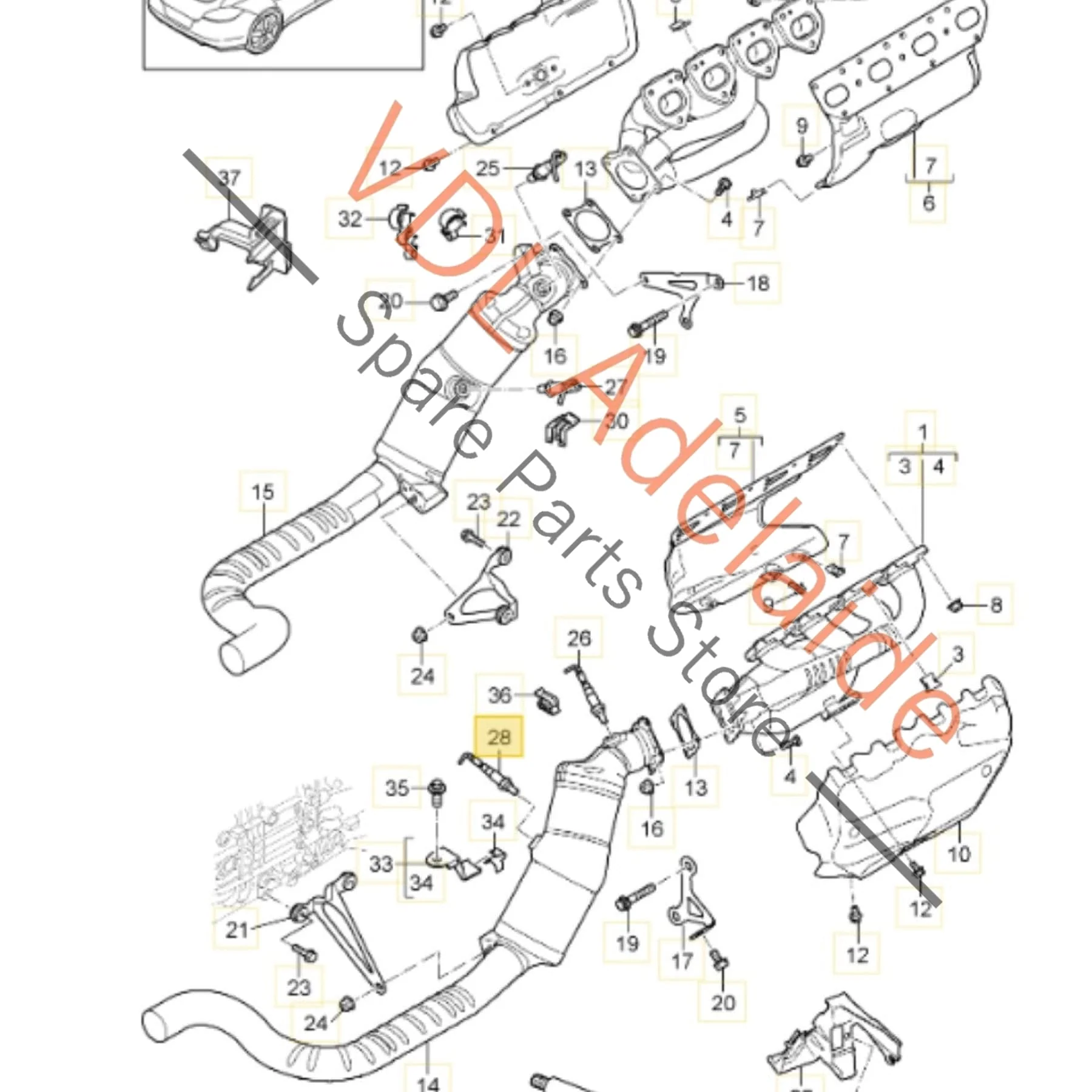 Porsche Panamera 970 Lambda Probe Oxygen Sensor Down stream bank 1 Cyls 1-4 97060617201 - Image 2