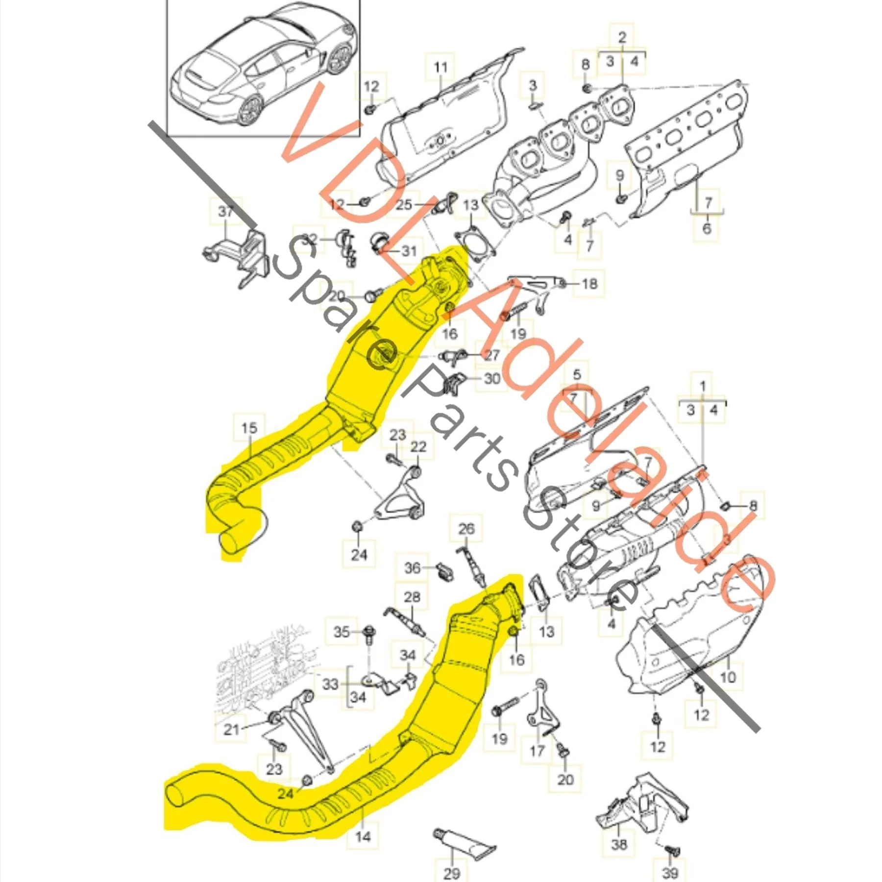 Porsche Panamera 970 V8 Catalytic Converter set 97011334907 97011335007 - Image 2