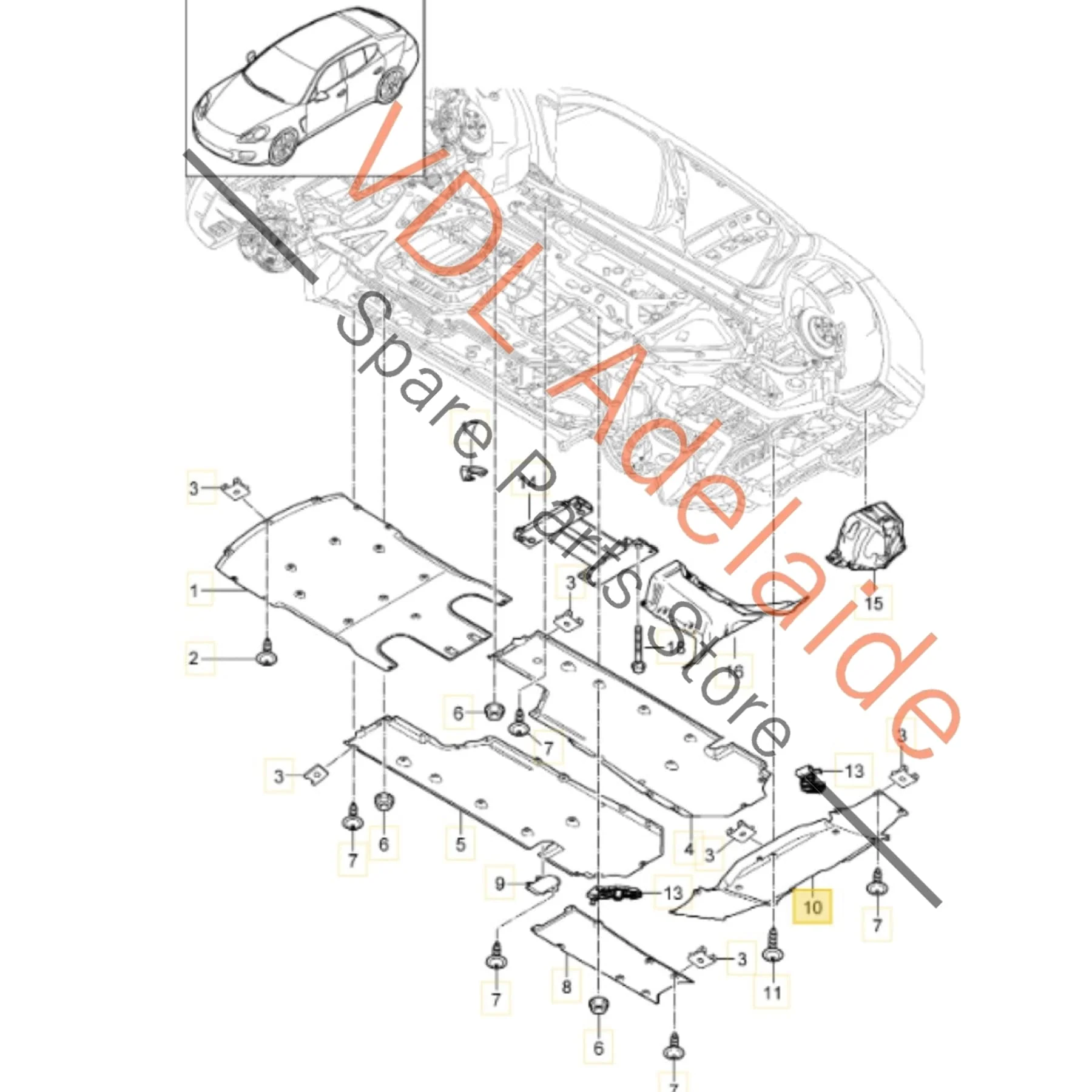 Porsche Panamera 970 Rear Underbody Splash Cover Insulation Trim 97050411508 97050411503 - Image 2