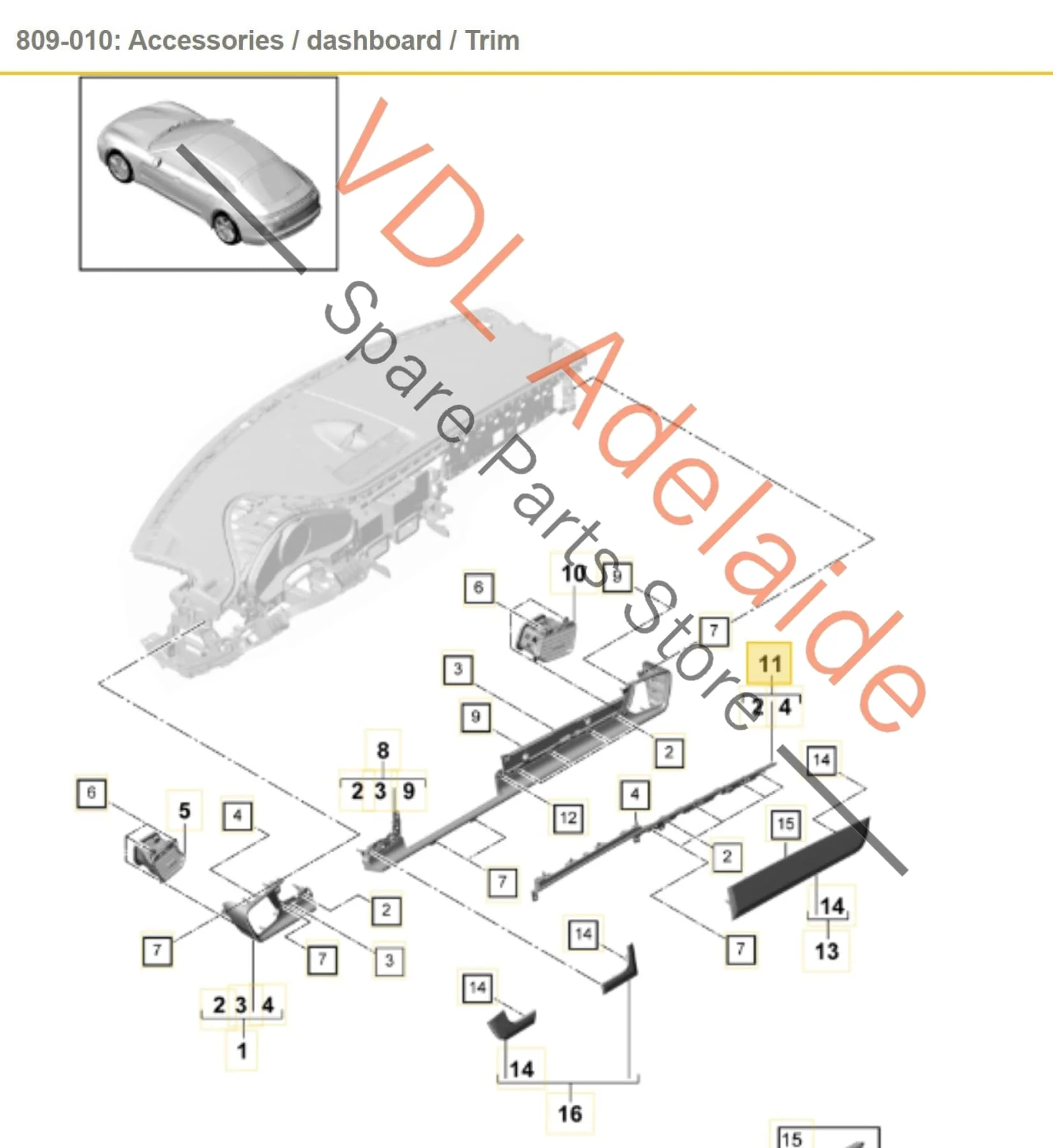 Porsche Panamera Turismo 971 2017-2020 Dashboard Trim Insert Chrome Galvano Silver - Image 2