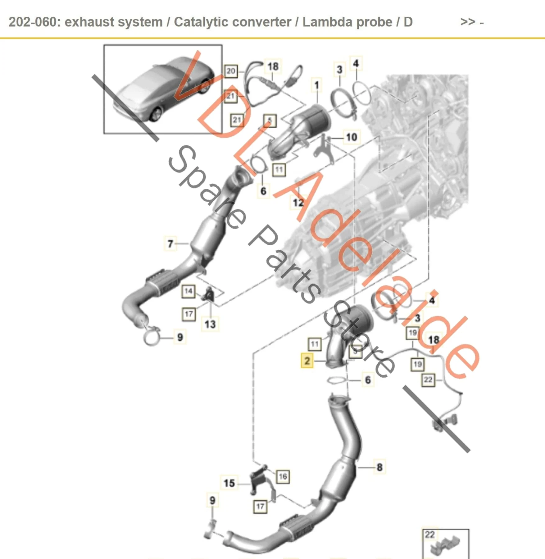 Porsche Panamera 971 V6 Catalytic Converter Right Side 971254350K - Image 2