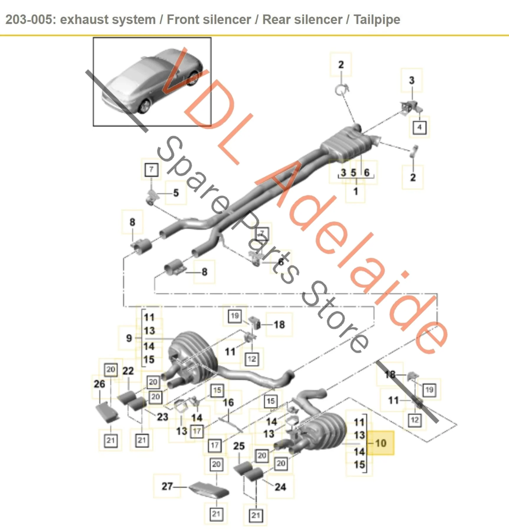 Porsche Panamera 971 Rear Right Muffler Exhaust 971253608AY - Image 2