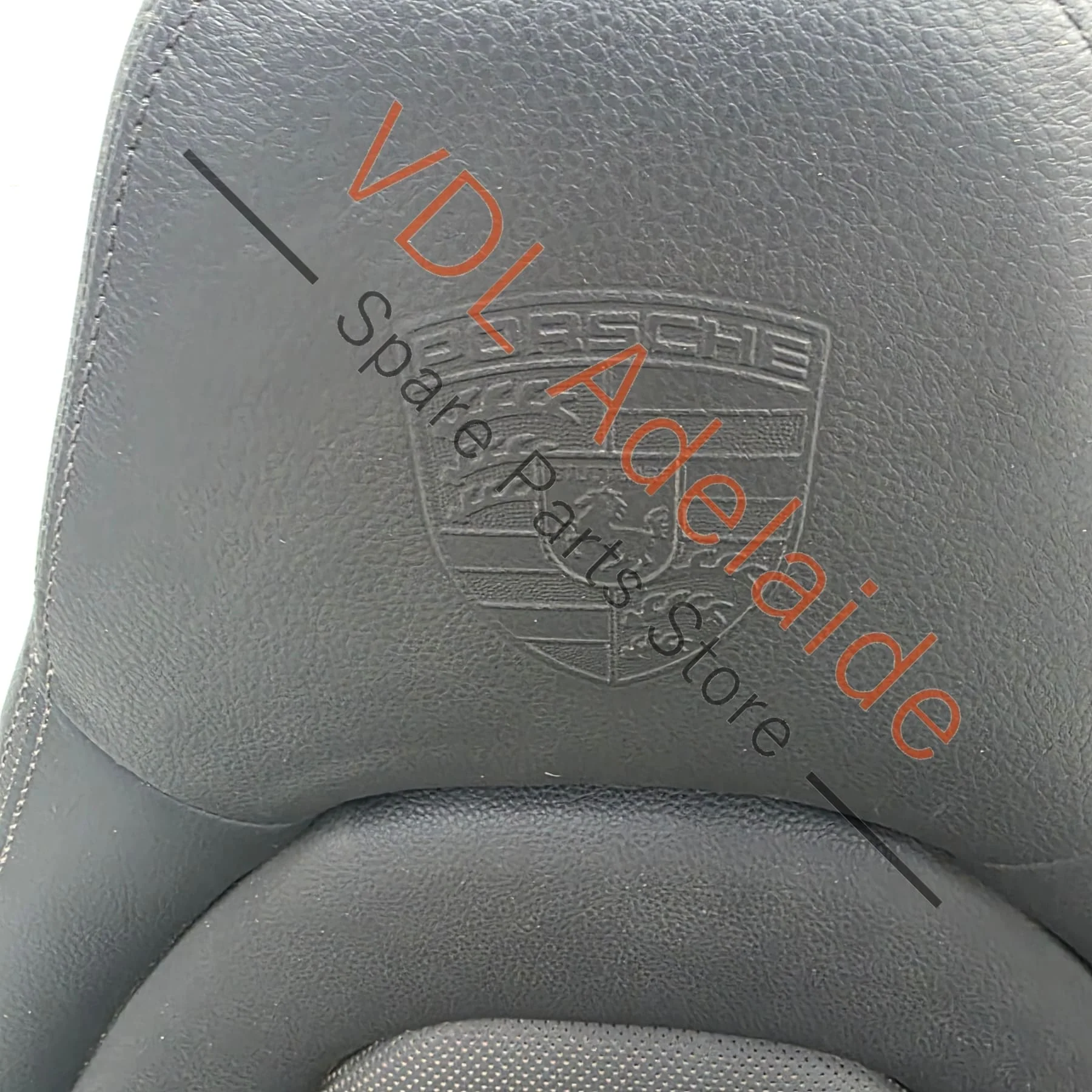Porsche Panamera Front Right Seat with Crest Logo Emblem in Headrest 971881806FB GDB - Image 4