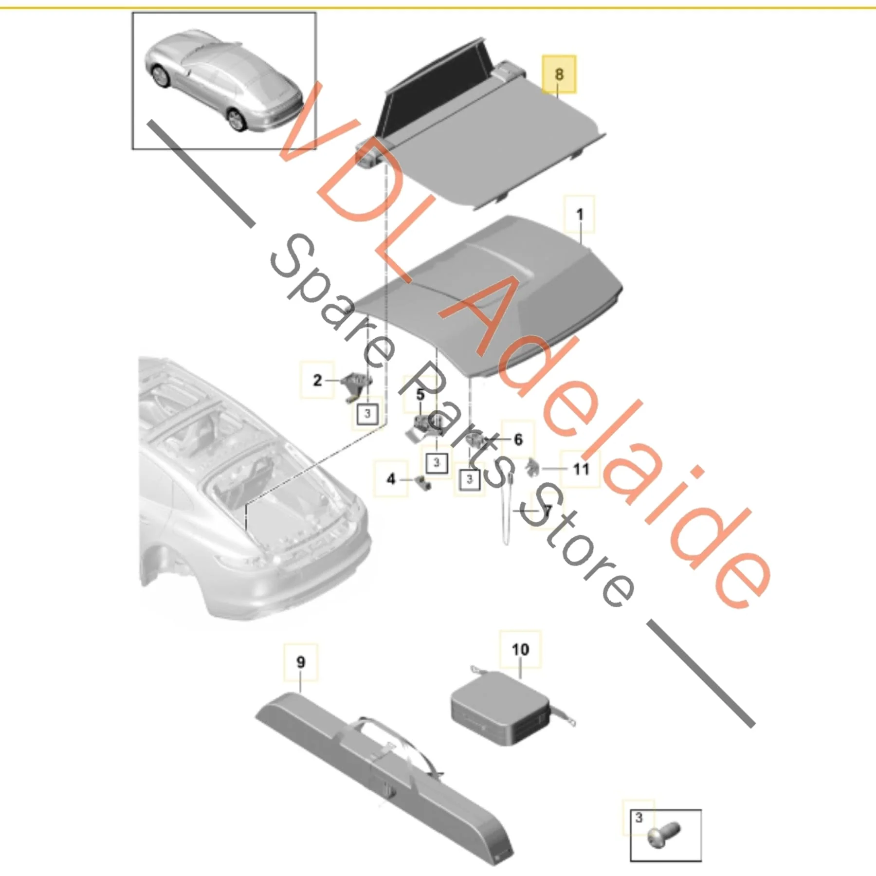 Porsche Panamera 971 Luggage Cargo Blind Cover 974861957C 5Q0 - Image 3